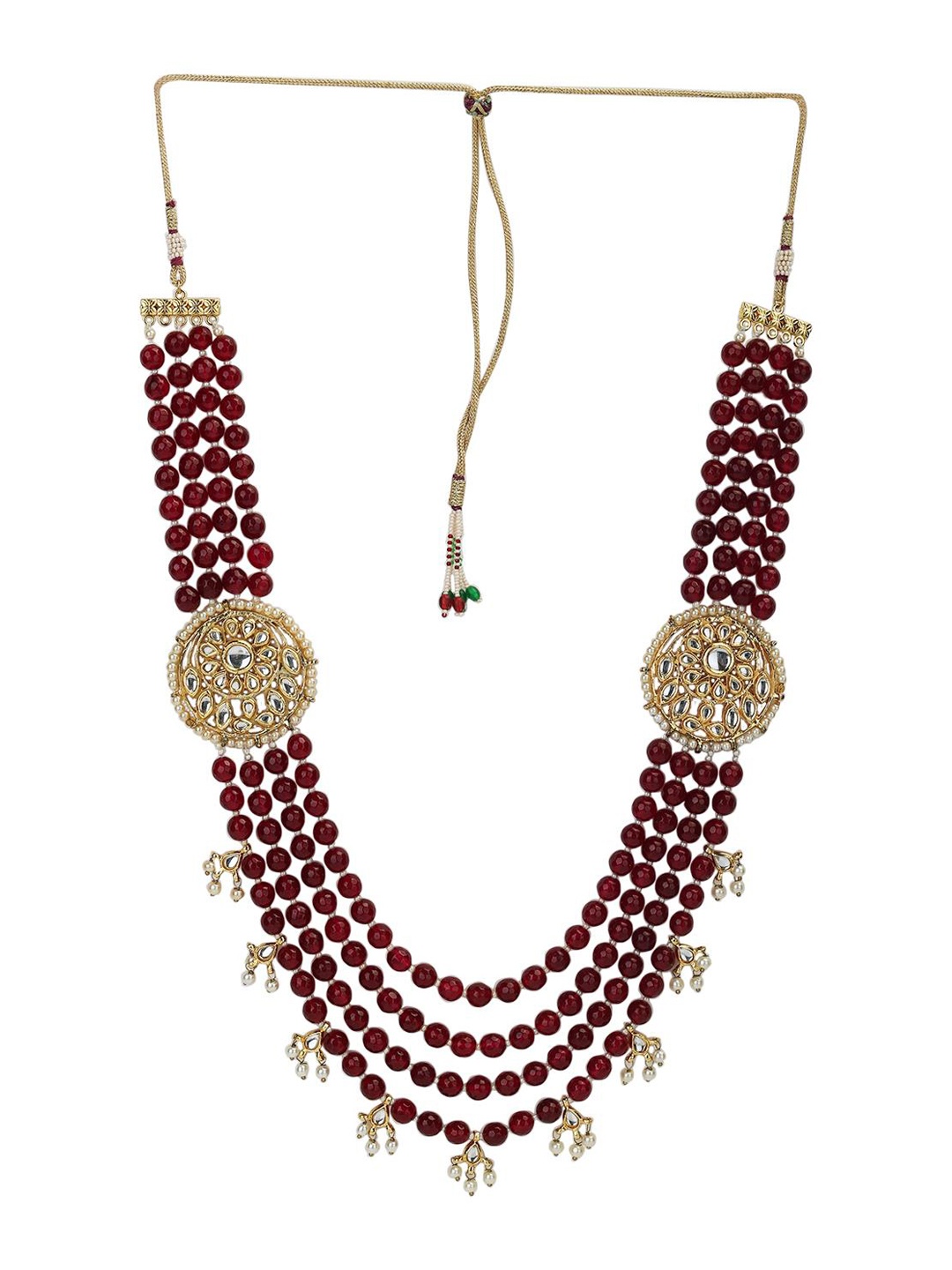 

Runjhun Gold-Plated Kundan-Studded & Pearl Beaded Jewellery Set