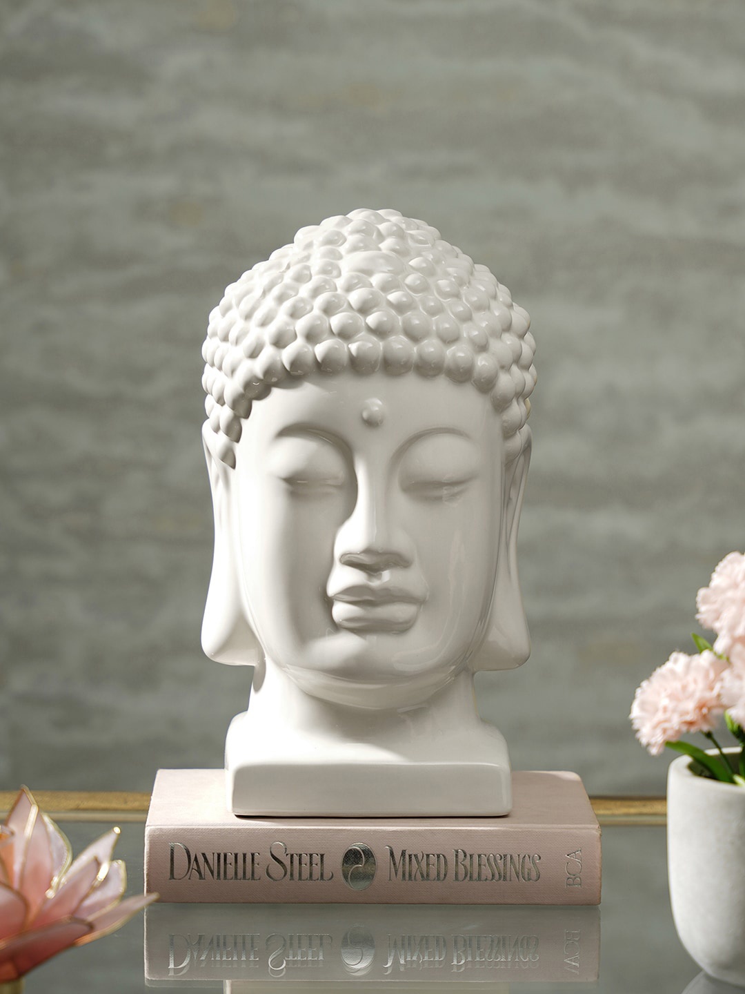 

Pure Home and Living Cream Ceramic Buddha Head Showpieces