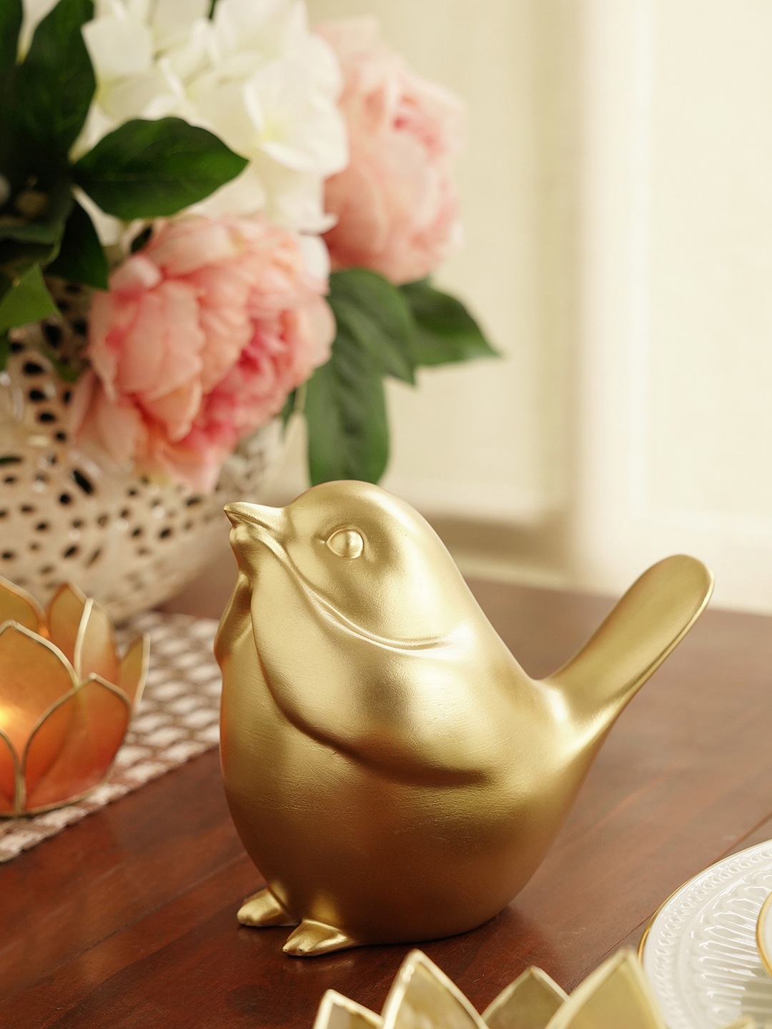 

Pure Home and Living Gold Toned Sparrow With Closed Mouth Showpiece