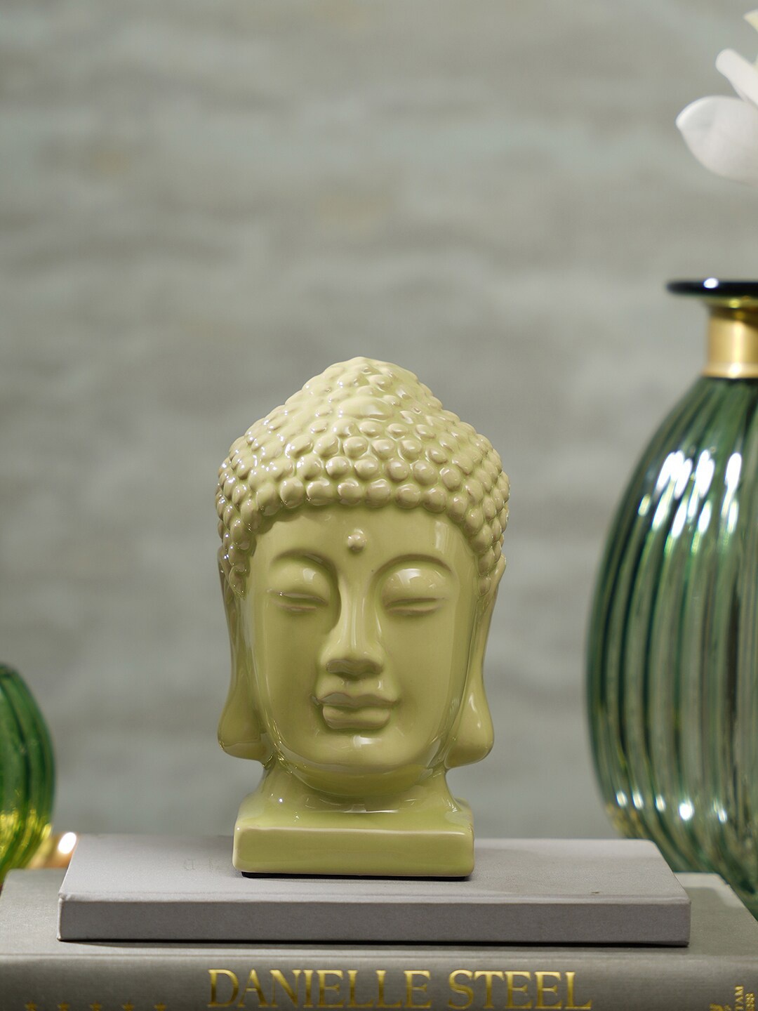 

Pure Home and Living Light Green Buddha Head Showpiece