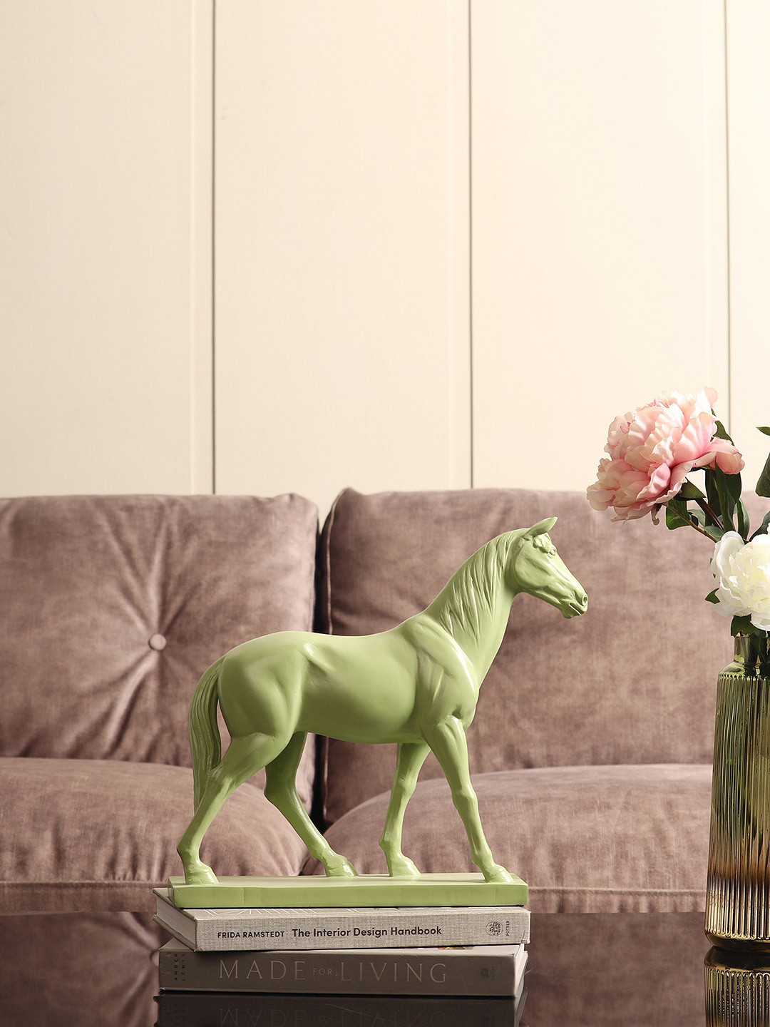 

Pure Home and Living Green Standing Horse Showpiece