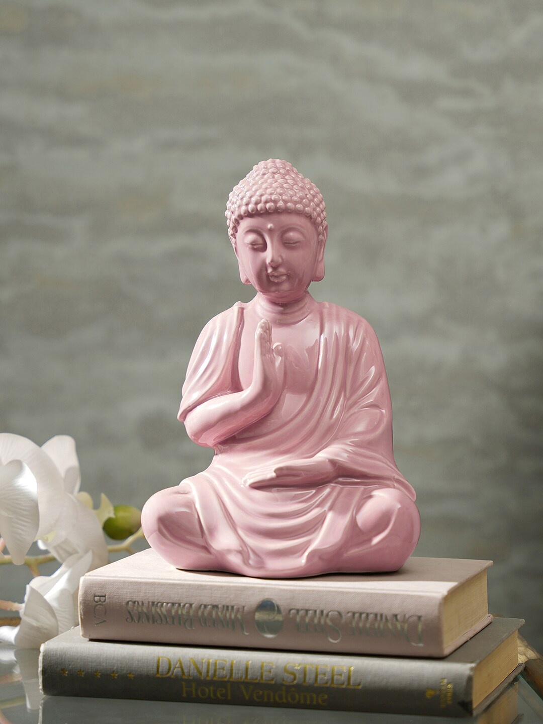 

Pure Home and Living Pink Sitting Buddha Sculpture Showpiece