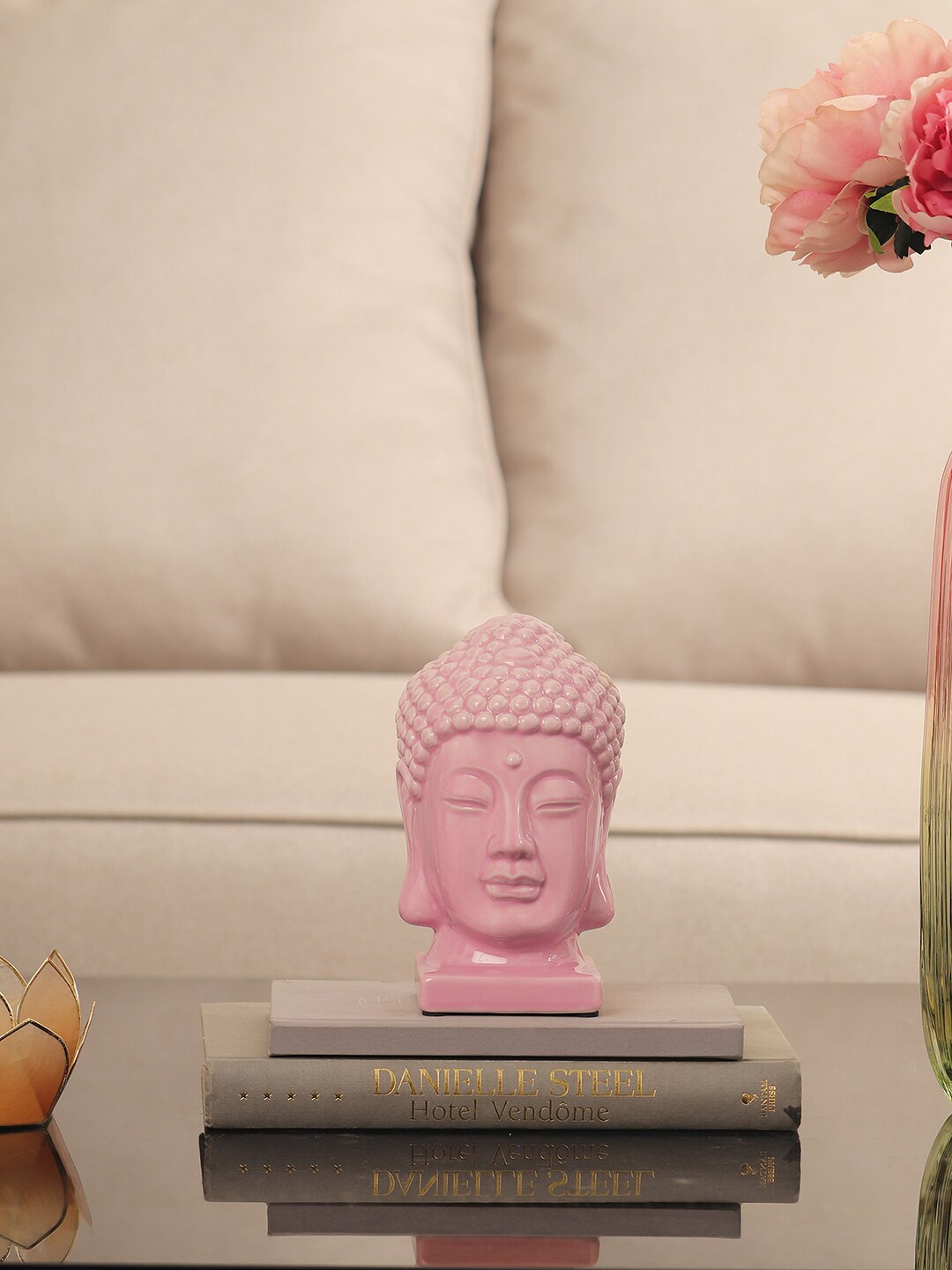 

Pure Home and Living Pink Ceramic Buddha Head Showpieces