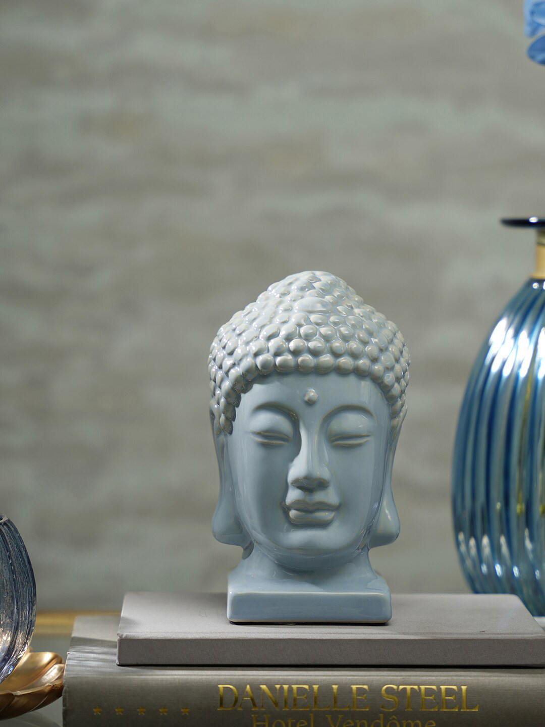 

Pure Home and Living Light Blue Buddha Head Showpiece