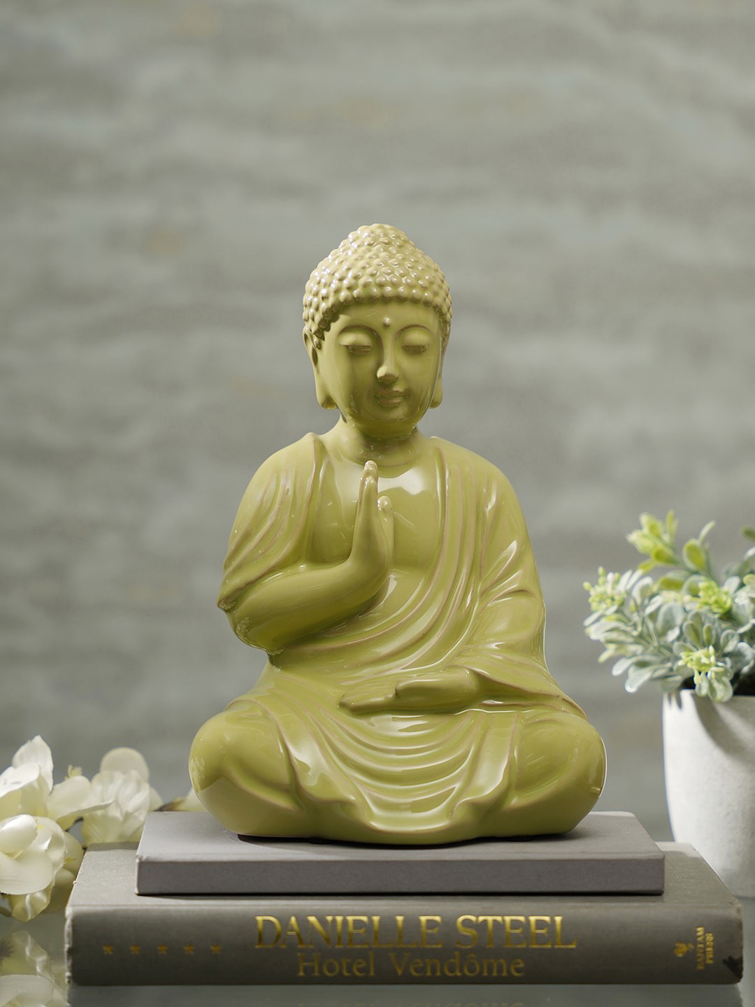 

Pure Home and Living Light Green Sitting Buddha Showpiece
