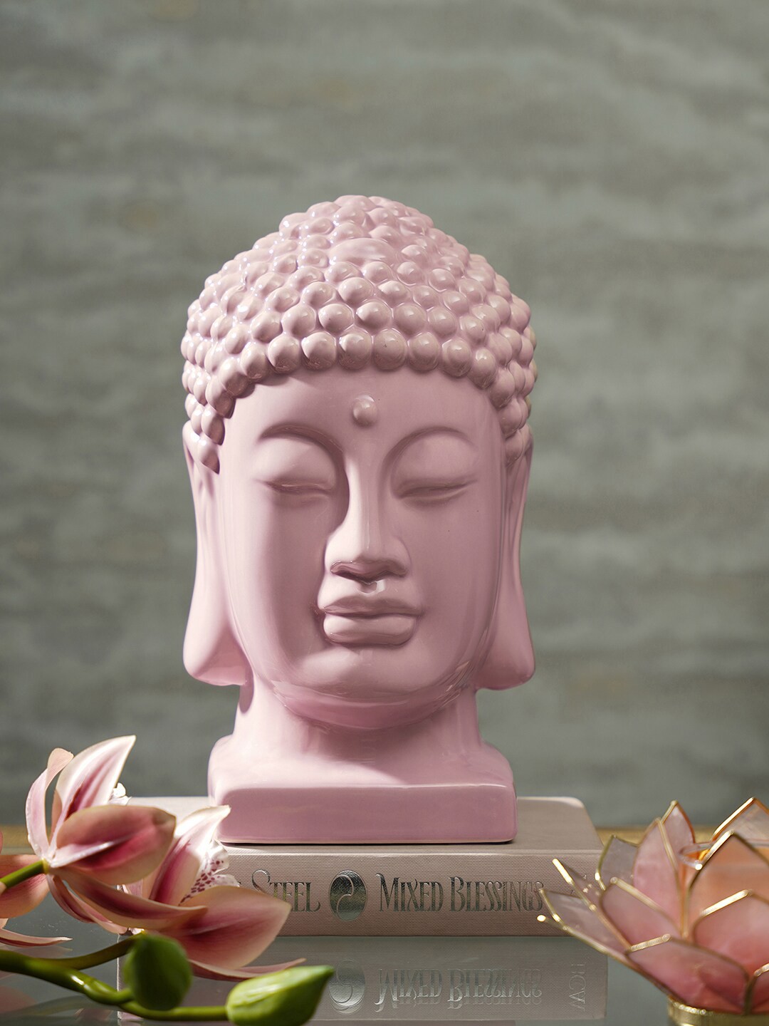 

Pure Home and Living Pink Buddha Head Showpiece