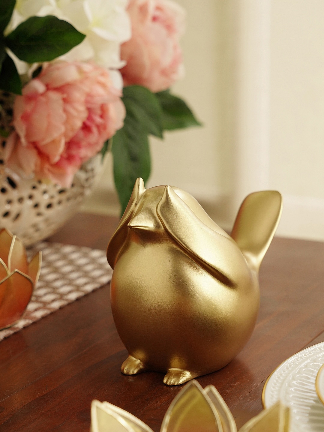 

Pure Home and Living Gold Toned Sparrow With Closed Eyes Showpieces