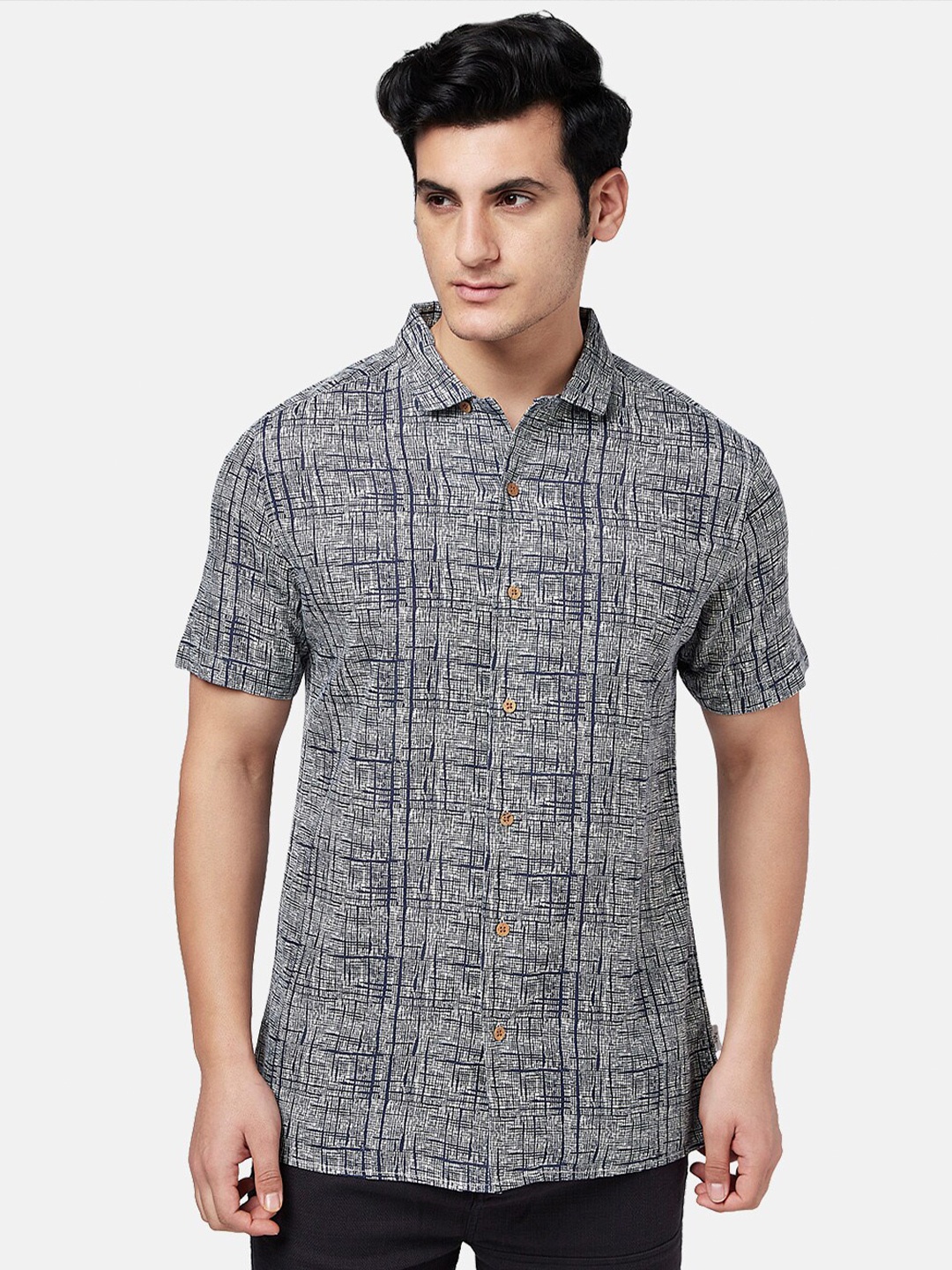 

7 Alt by Pantaloons Abstract Printed Casual Shirt, Navy blue