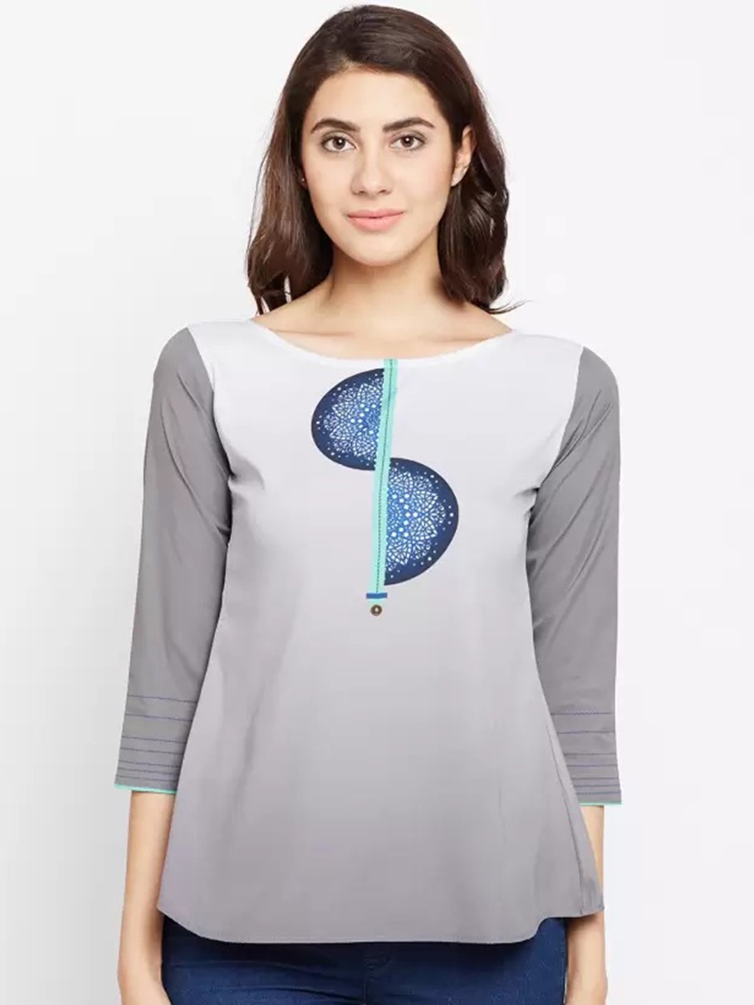 

Span Women Grey Crepe Kurta