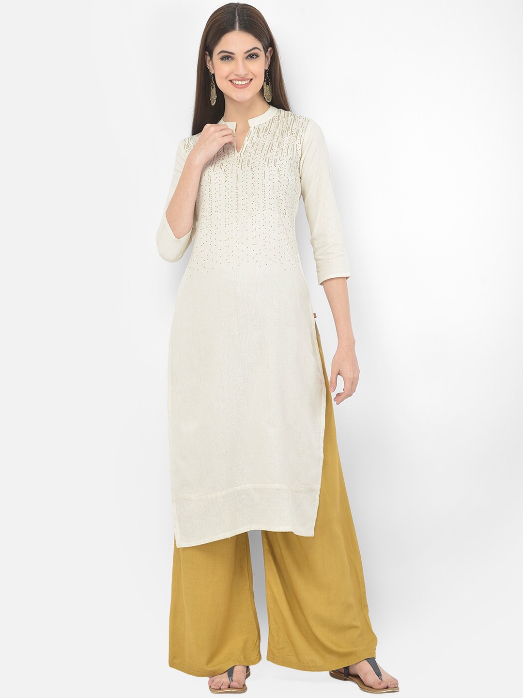 

Span Printed Pure Cotton Straight Kurta, White