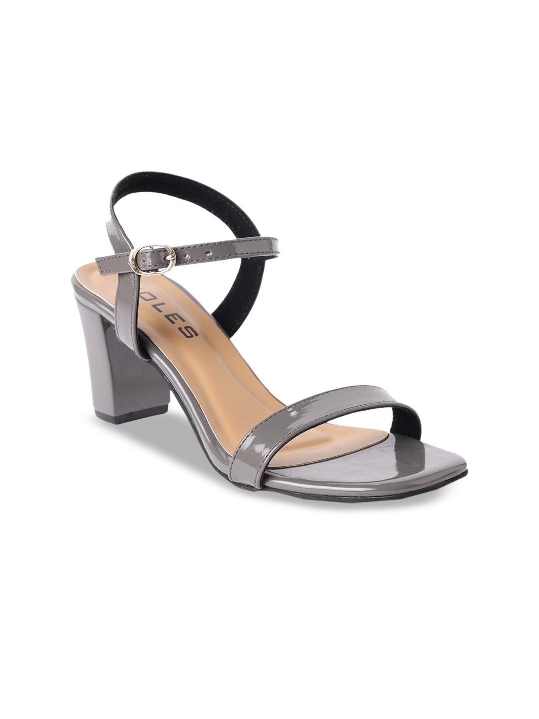 

SOLES Grey Block Sandals with Buckles