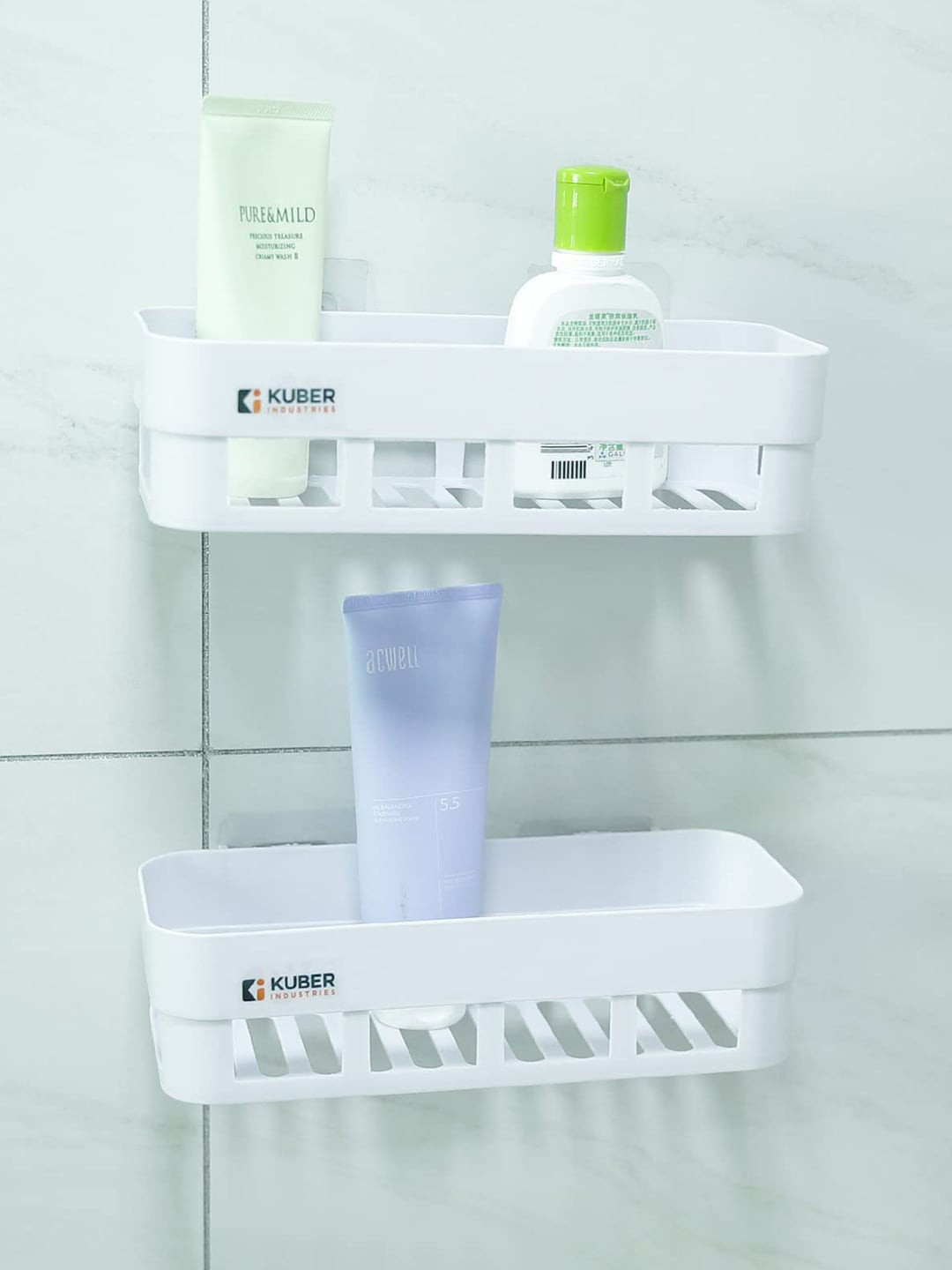 

Kuber Industries White 2 Pcs Bathroom & Kitchen Organiser