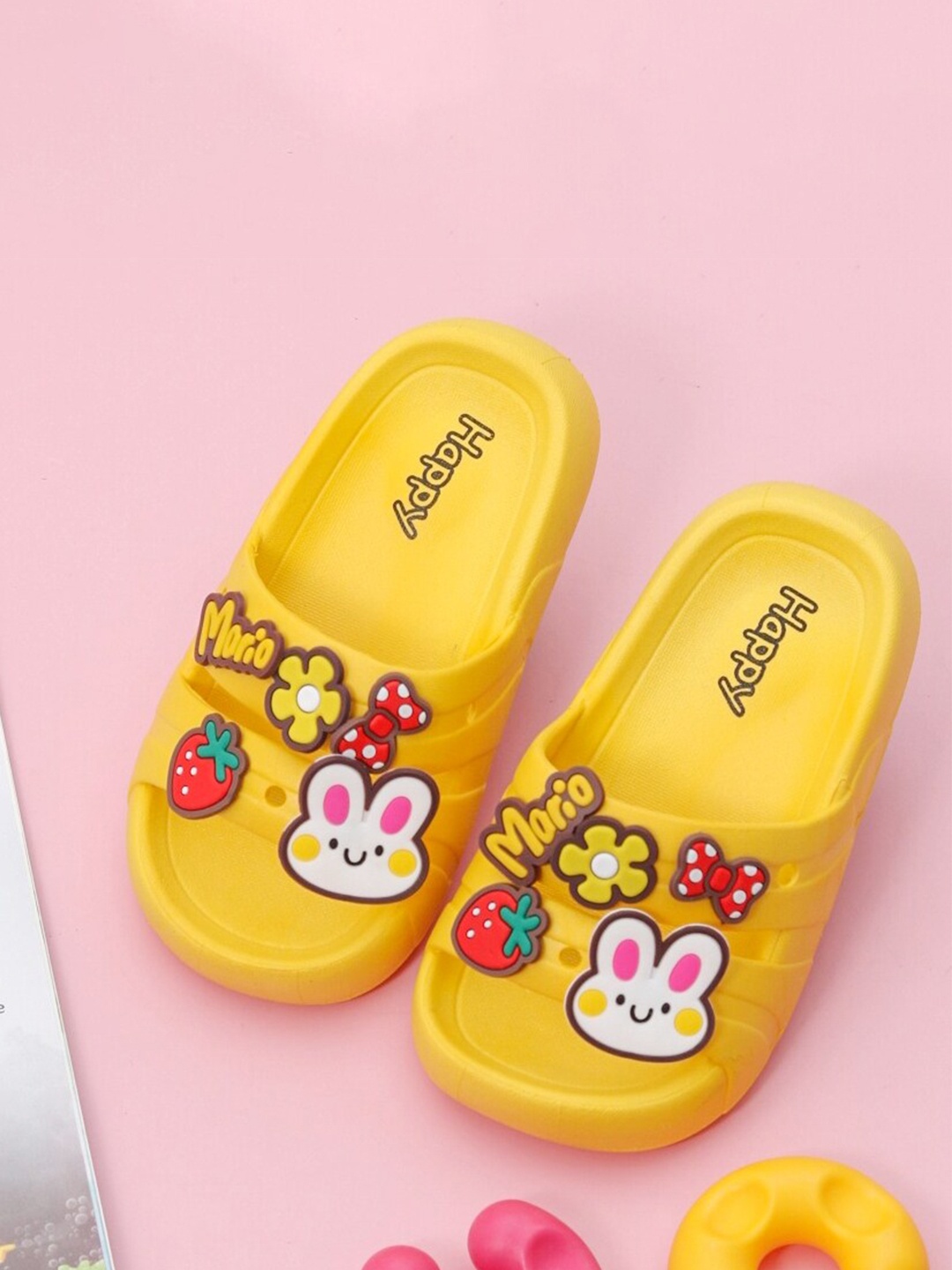 

Yellow Bee Girls Bunny Embellished Sliders