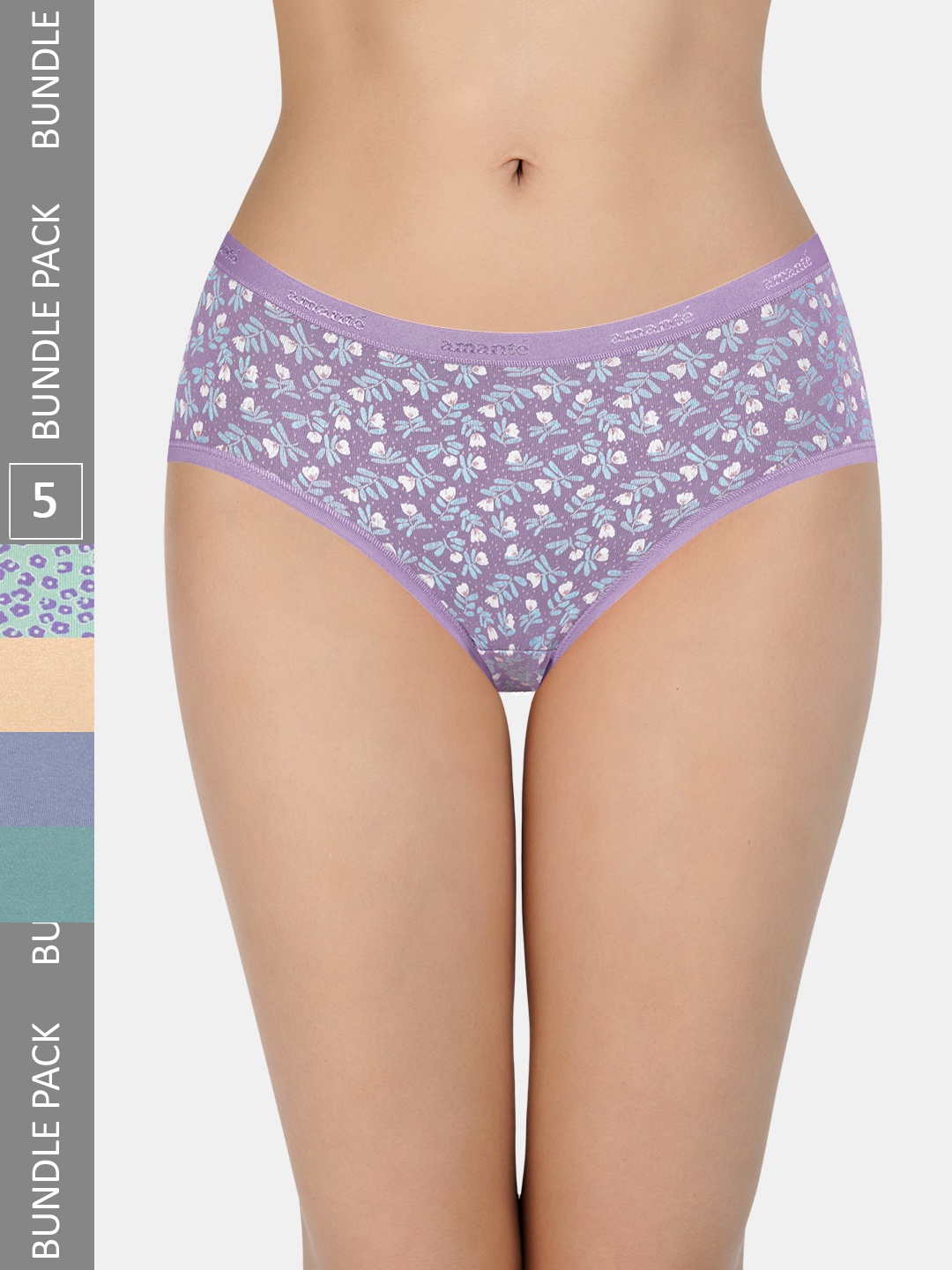 

Amante Women Assorted Pack of 5 Low Rise Hipster Brief - PPK45301