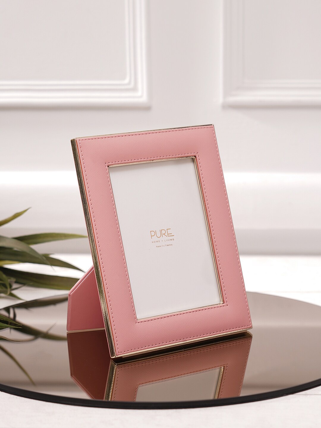 

Pure Home and Living Pink & White Faux Leather Table Photo Frames