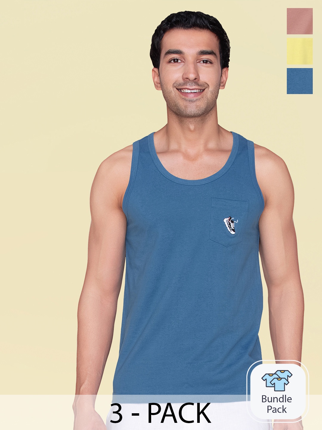 

XYXX Men Pack Of 3 Super Combed Cotton Renew Vest, Blue