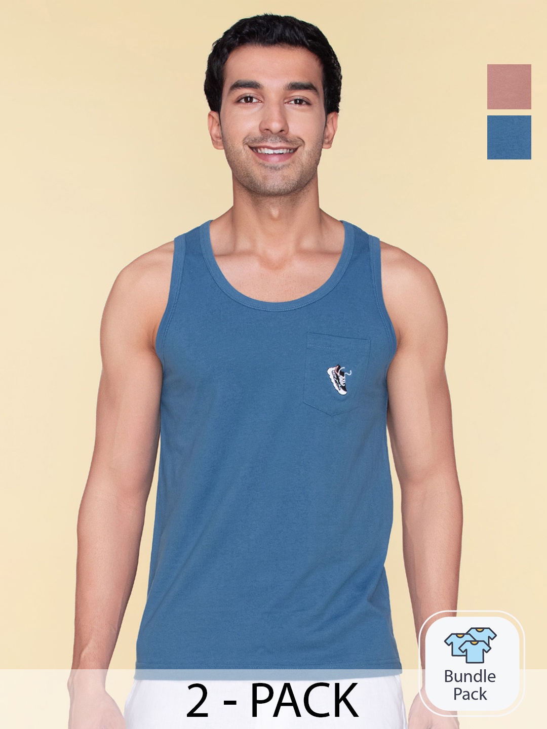 

XYXX Men Pack Of 2 Super Combed Cotton Renew Vest, Blue