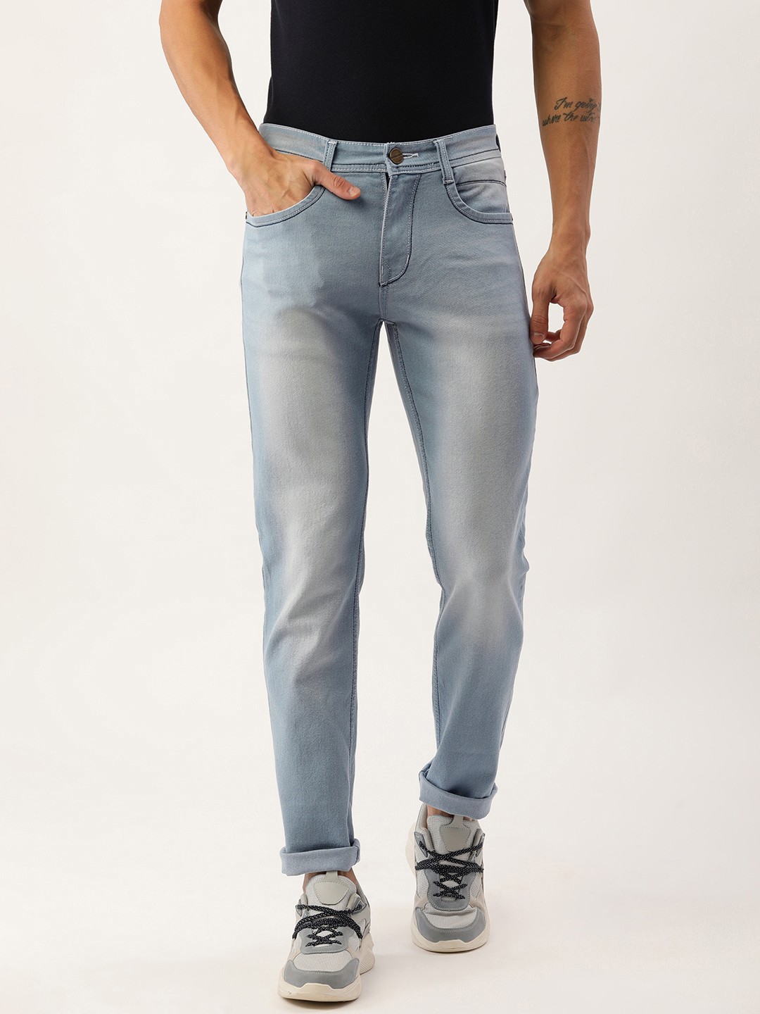 

IVOC Men Light Fade Stretchable Jeans, Blue