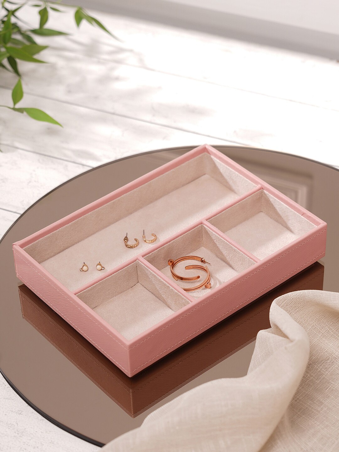 

Pure Home and Living Pink 4 Part Faux Leather Jewellery Organizer