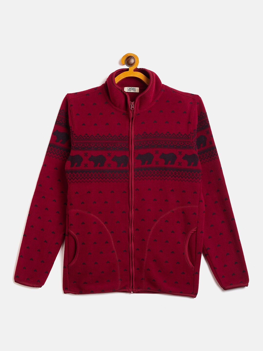 

Cantabil Boys Mock Neck Printed Sweatshirt, Maroon