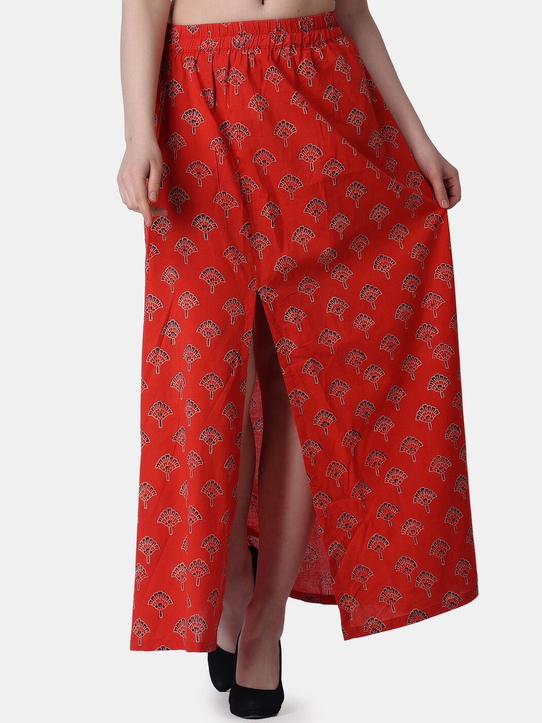 

Popwings Ethnic Printed A-Line Maxi Skirt, Red