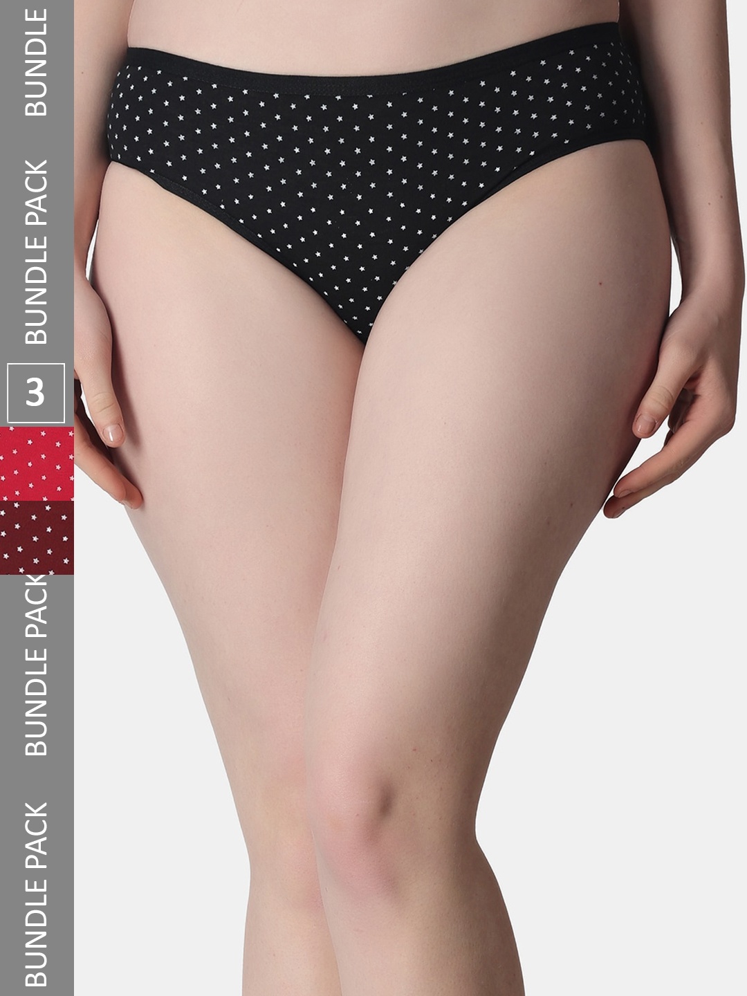 

Popwings Women Pack Of 3 Printed Cotton Hipster Briefs POPT25041, Assorted