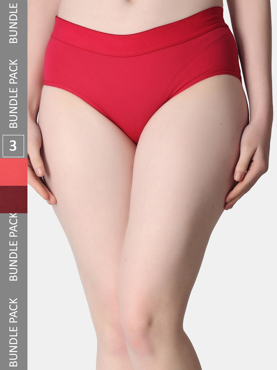 

Popwings Women Pack Of 3 Pure Cotton Hipster Briefs, Pink