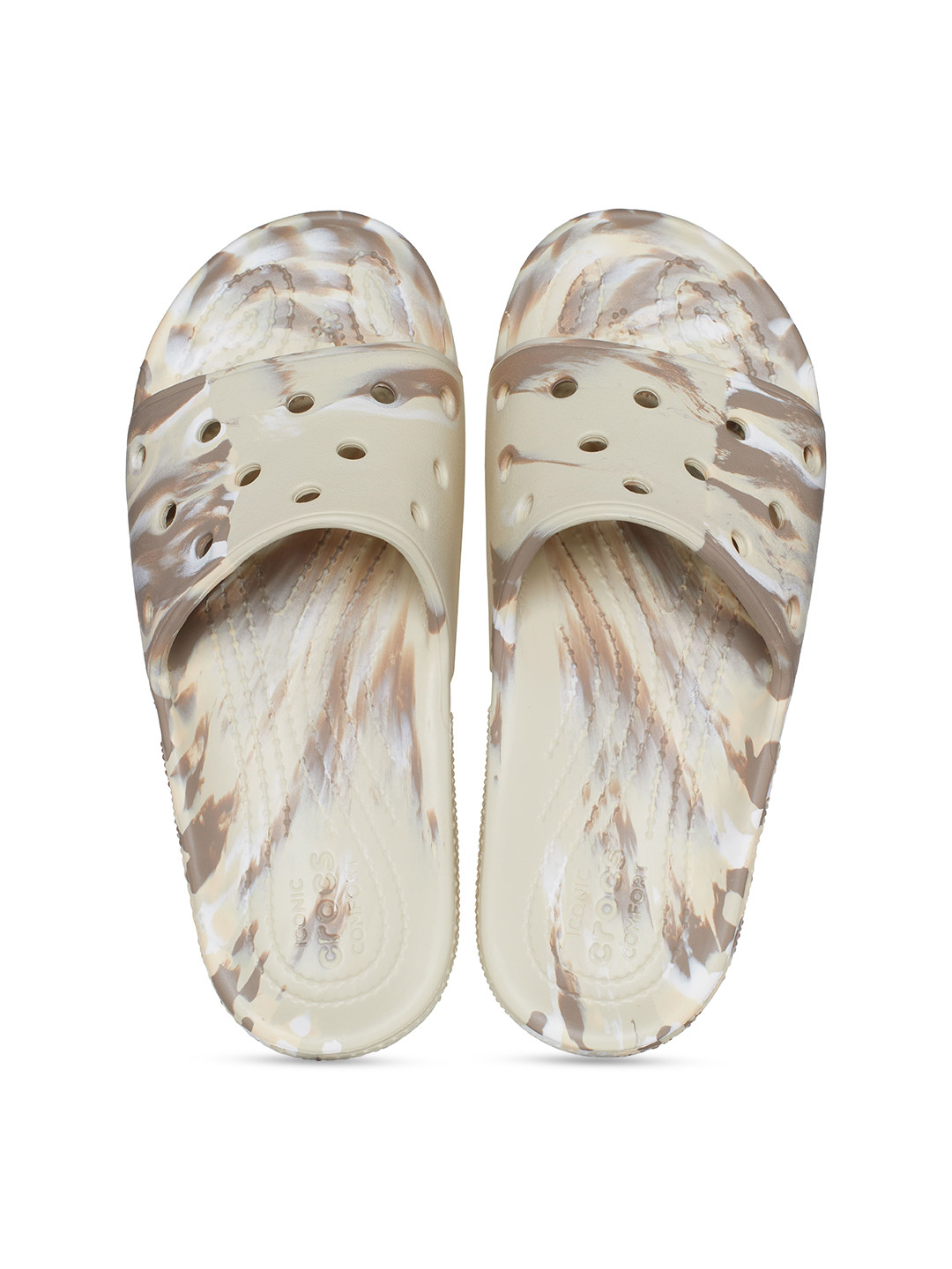 

Crocs Abstract Printed Croslite Sliders, Beige