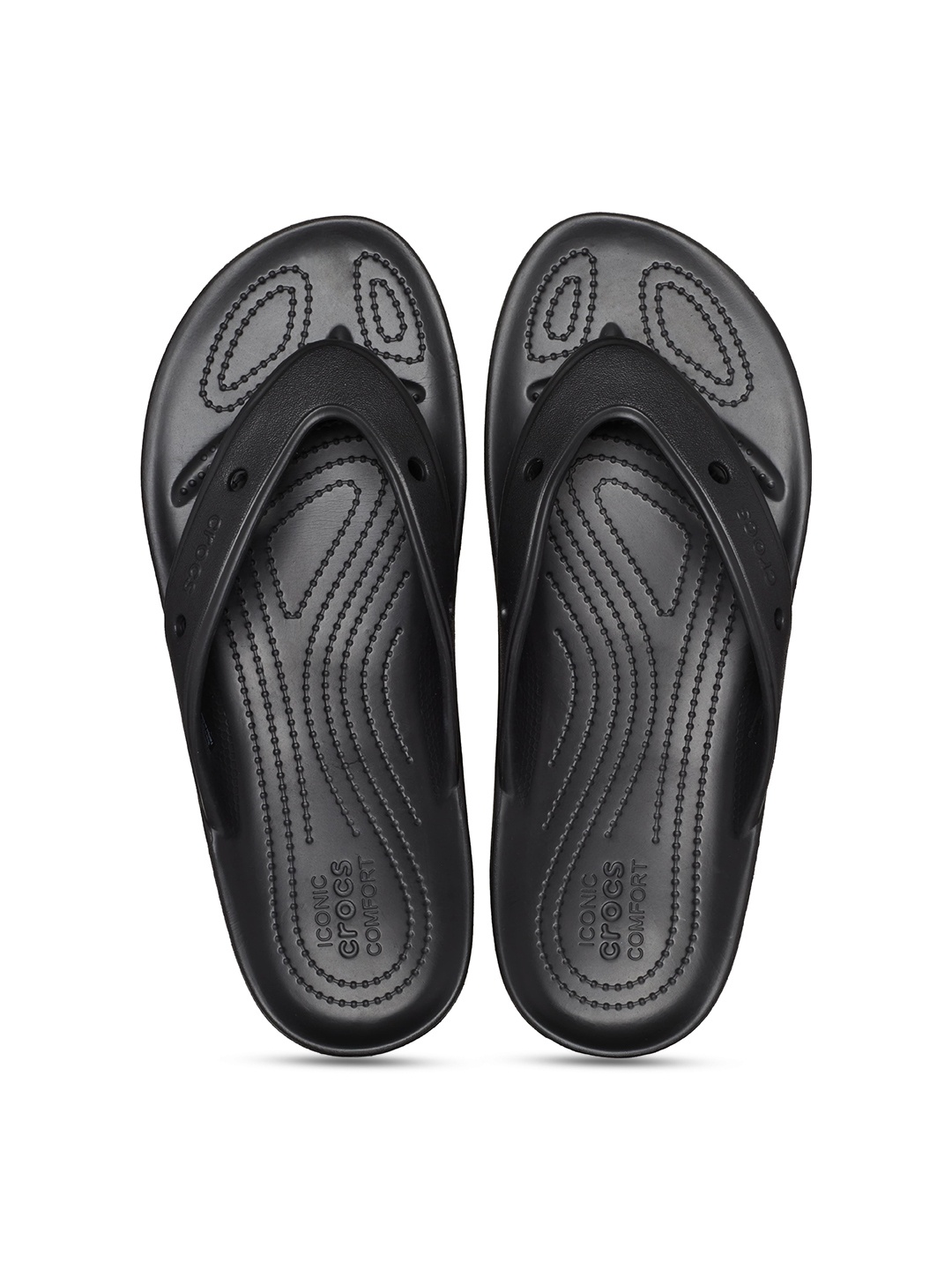 

Crocs Textured Croslite Thong Flip-Flops, Black