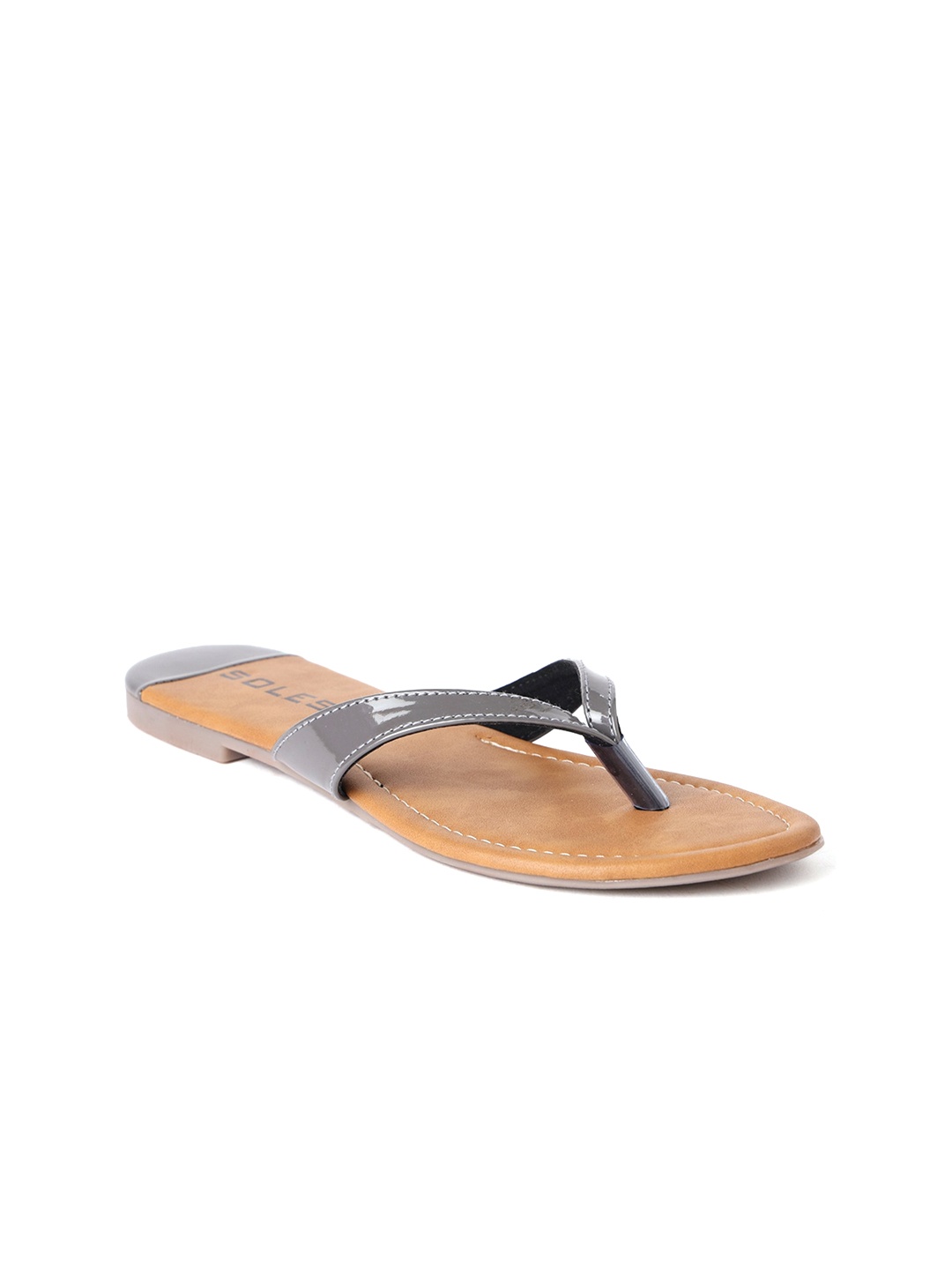 

SOLES Women Colourblocked Open Toe Flats, Grey
