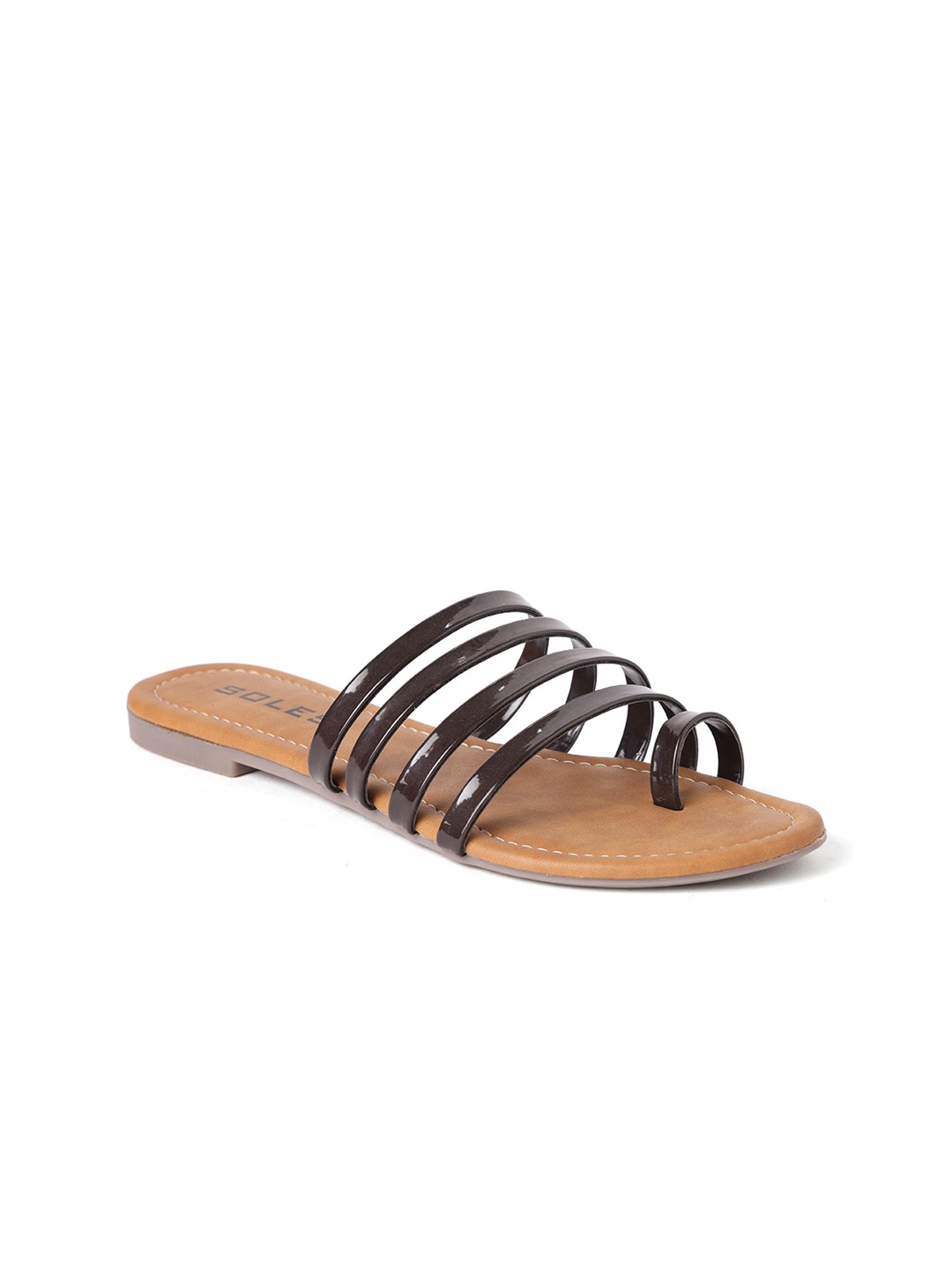 

SOLES Women Open One Toe Flats, Brown