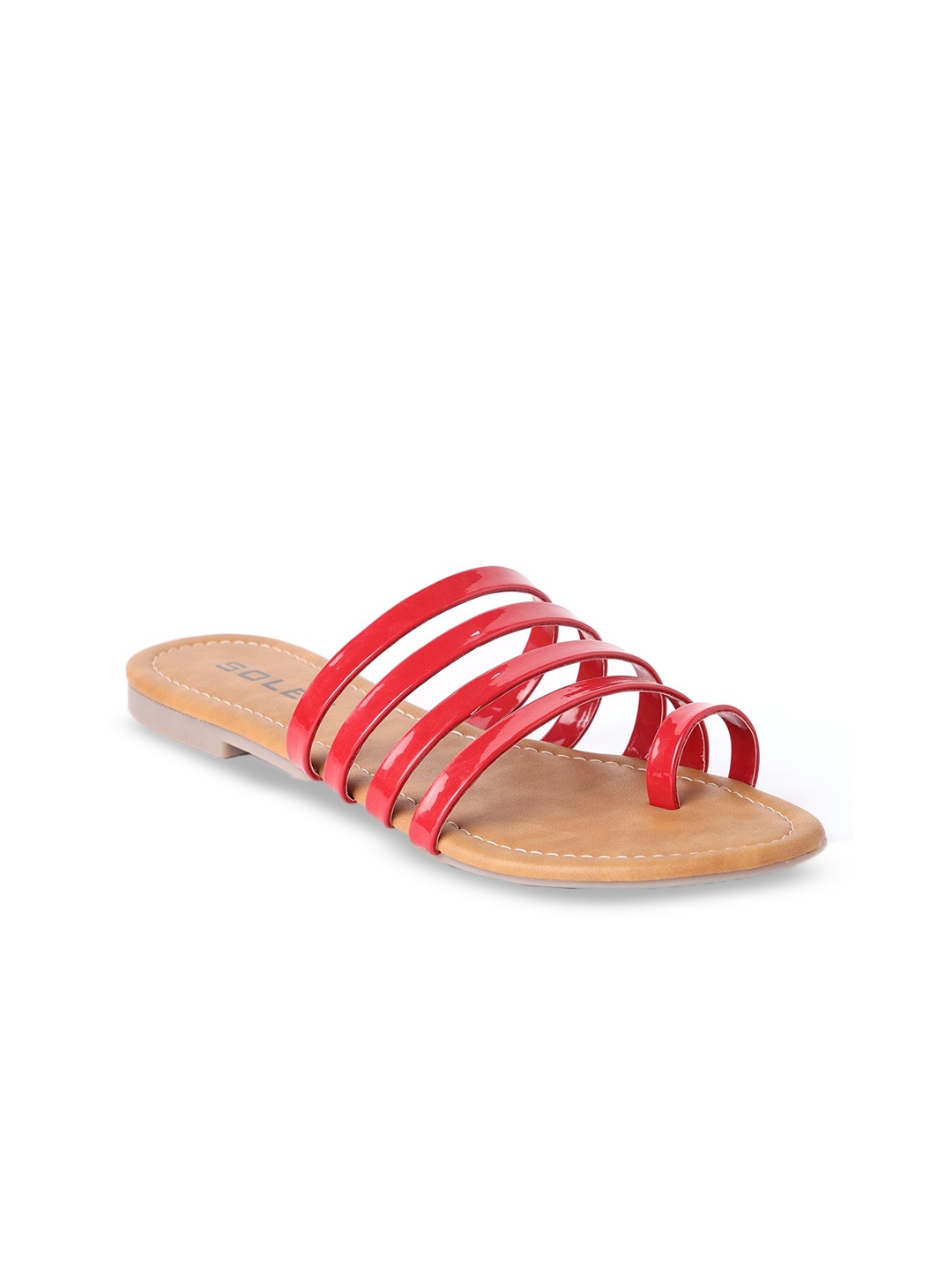 

SOLES Women Open One Toe Flats, Red