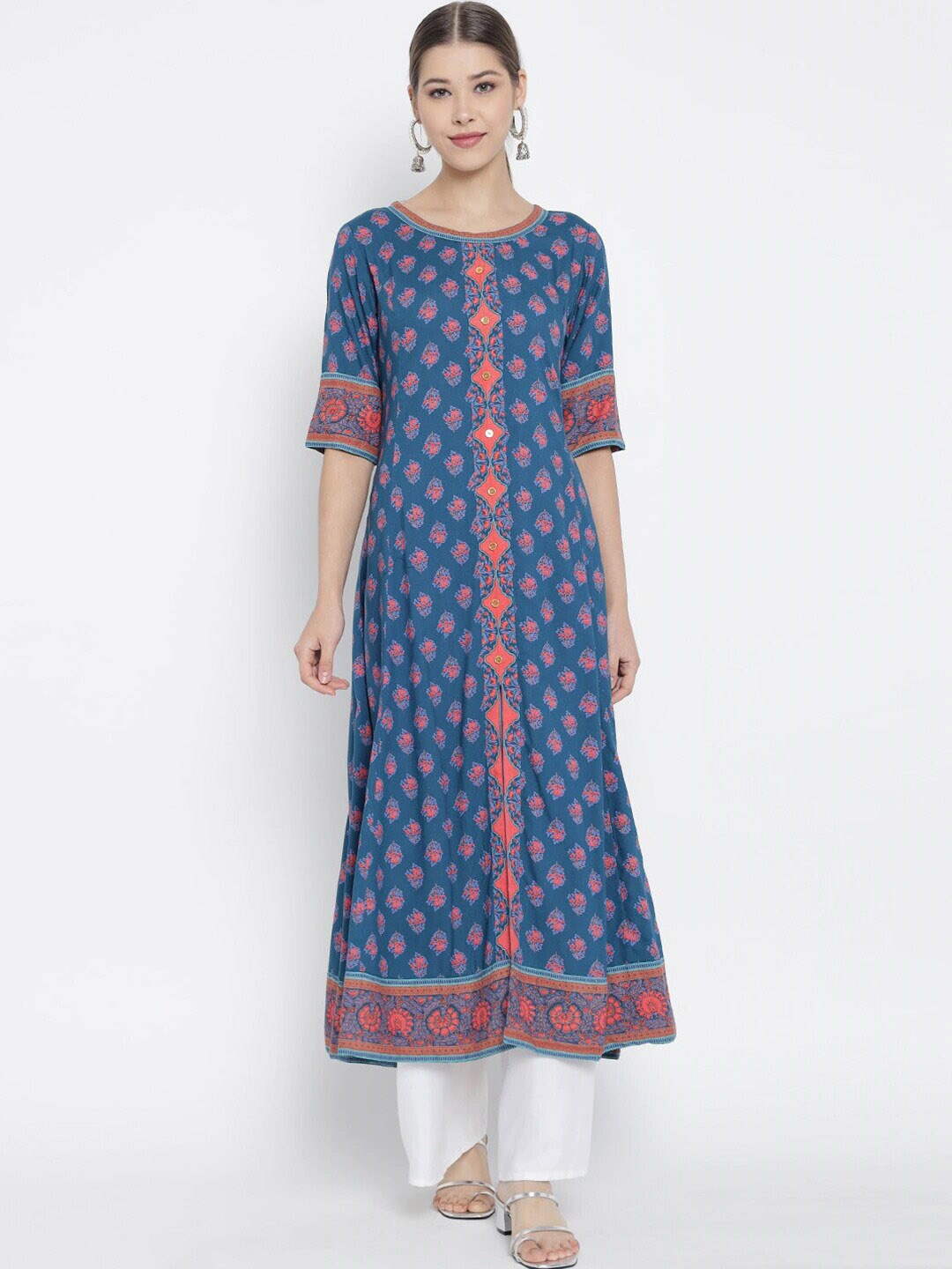 

YASH GALLERY Floral Printed Anarkali Kurta, Blue