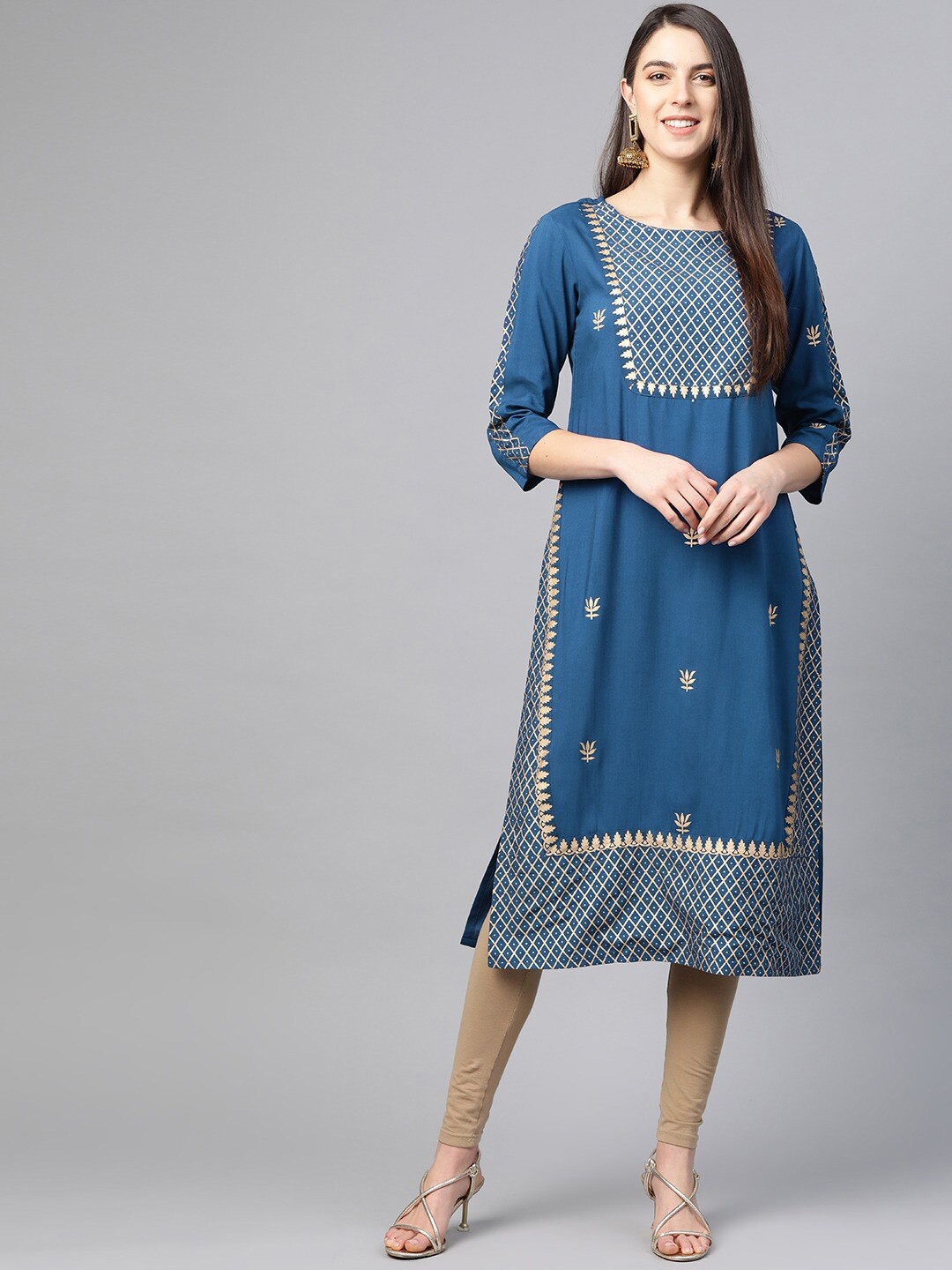 

YASH GALLERY Ethnic Motifs Embroidered Kurta, Blue