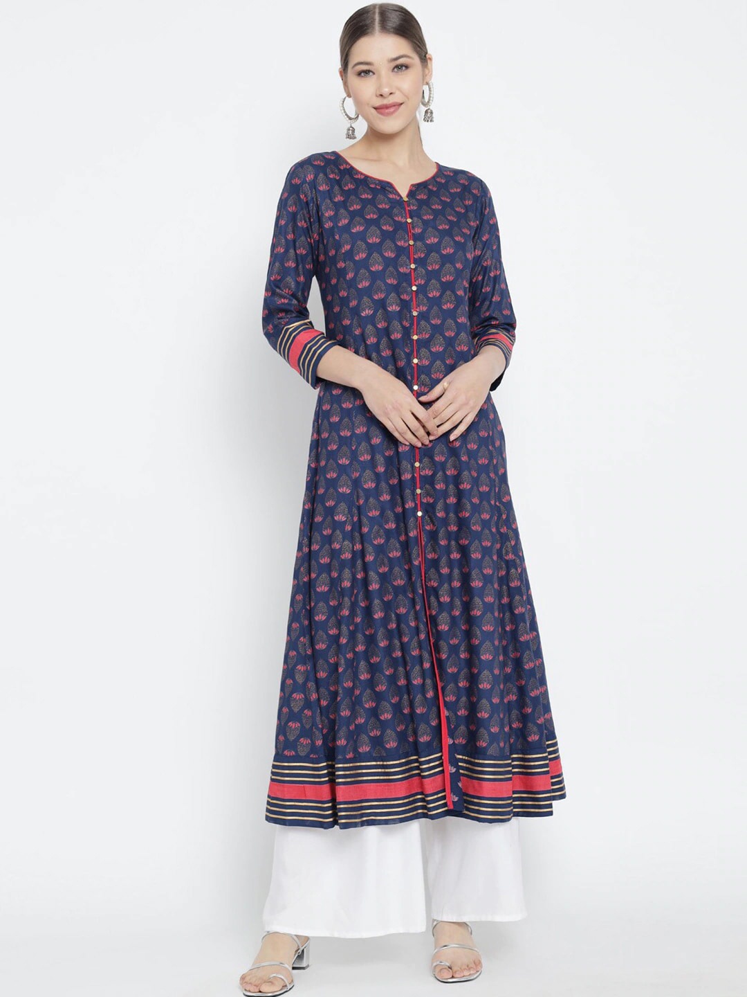 

YASH GALLERY Floral Printed Anarkali Kurta, Blue