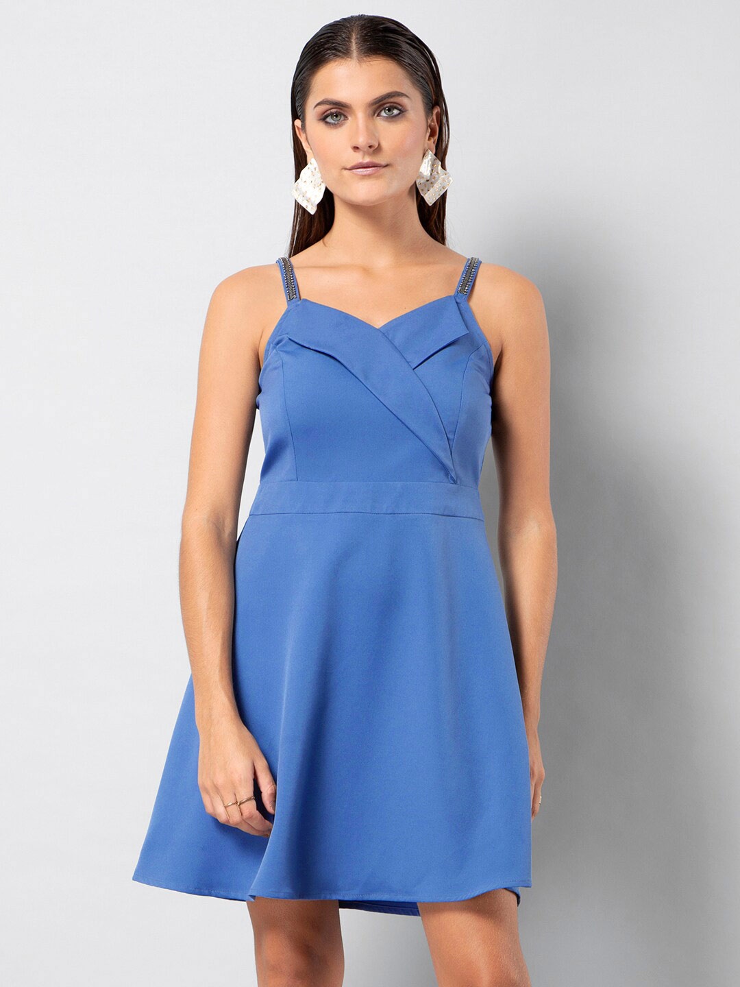 

FabAlley Embellished Strap A-Line Dress, Blue