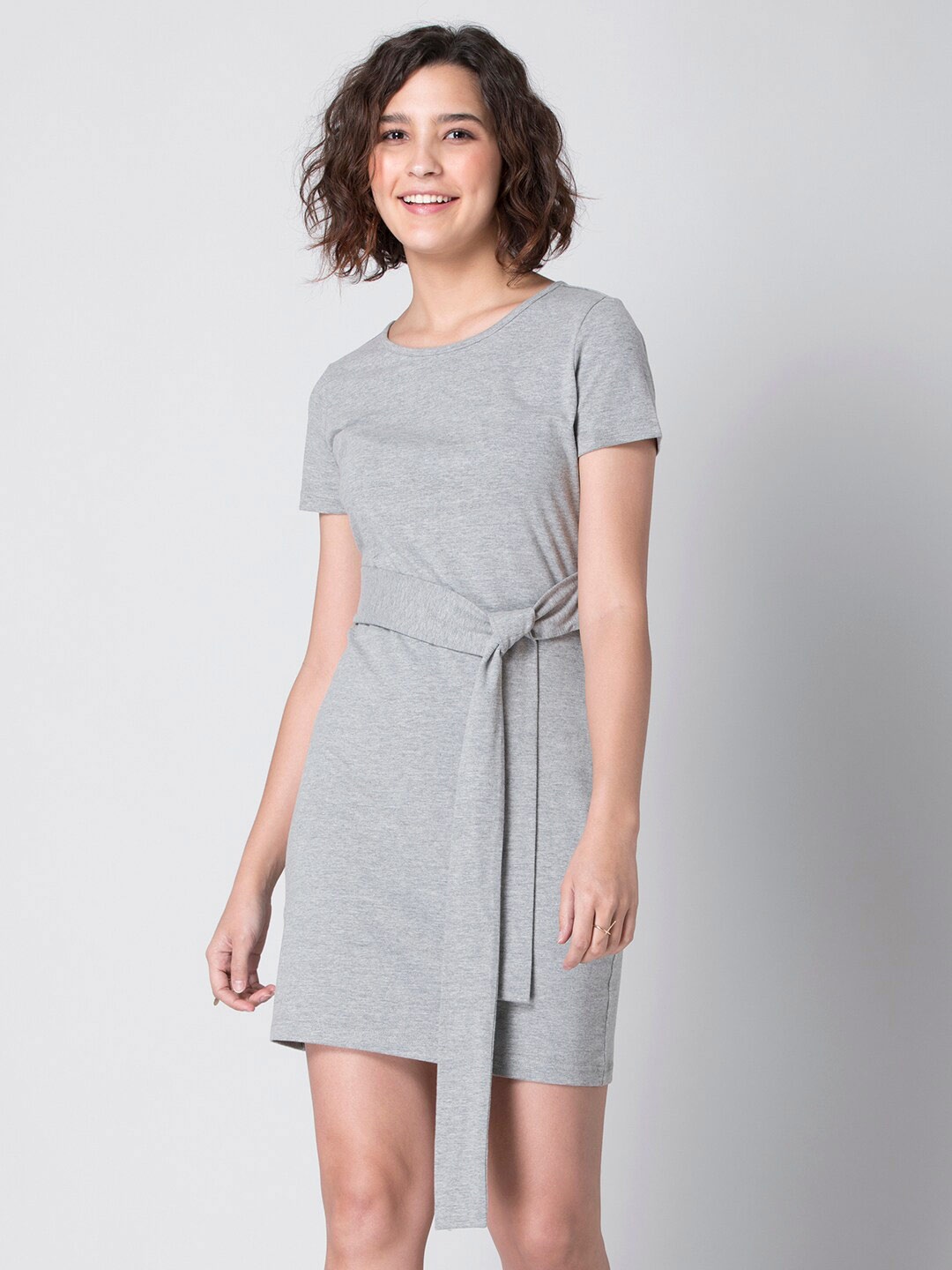 

FabAlley Round Neck Sheath Dress, Grey