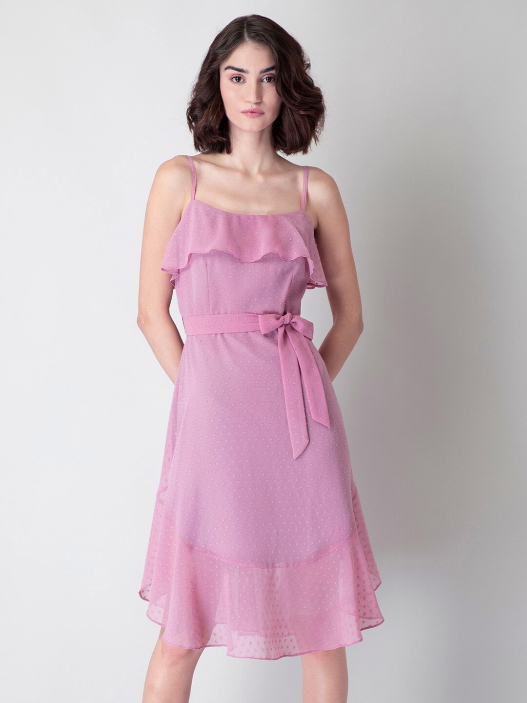 

FabAlley Ruffles Georgette Dress, Purple