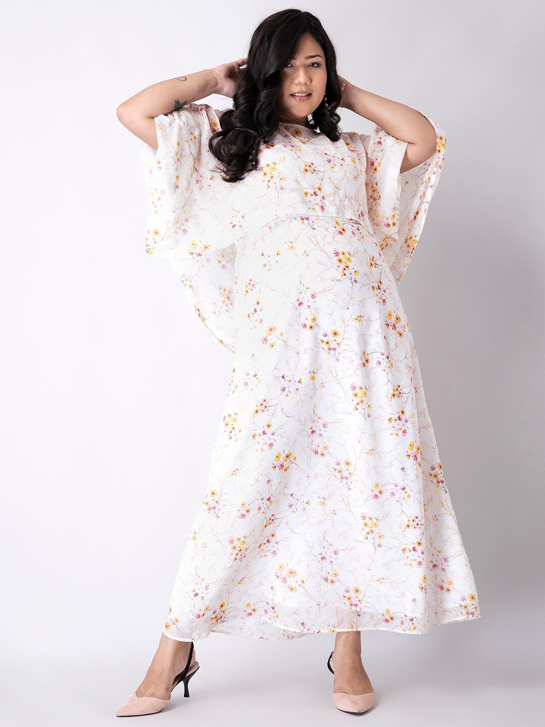 

FabAlley Floral Georgette Maxi Dress, White
