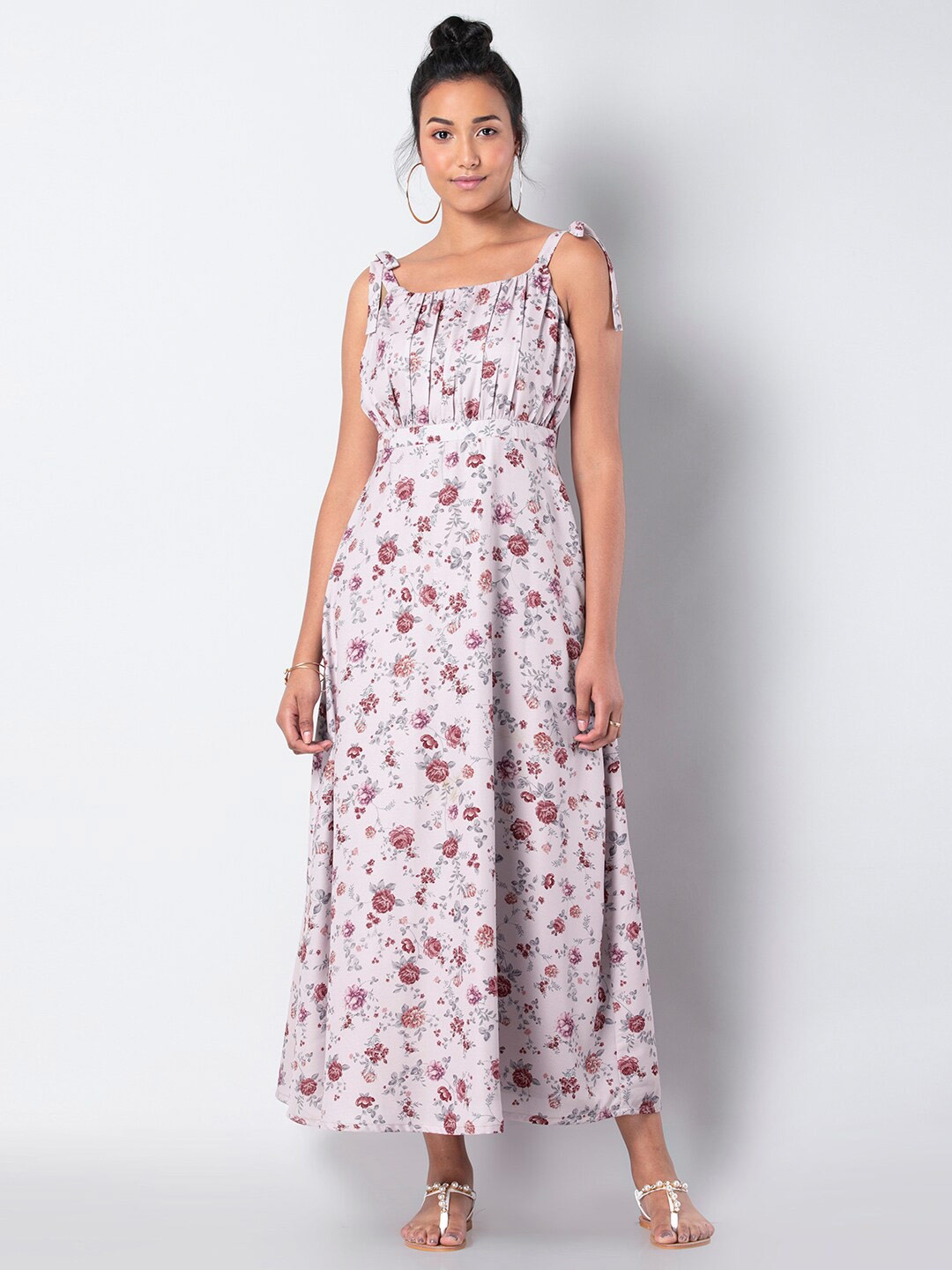 

FabAlley Floral Georgette Maxi Dress, Beige
