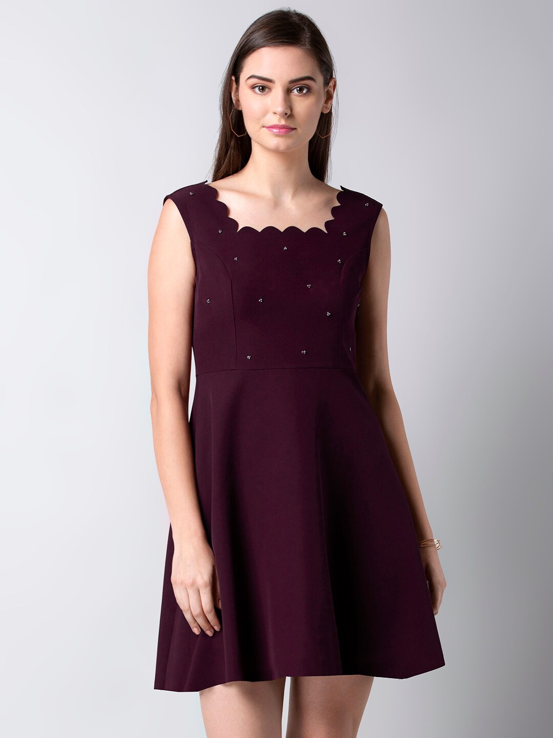 

FabAlley Embellished Mini Dress, Maroon