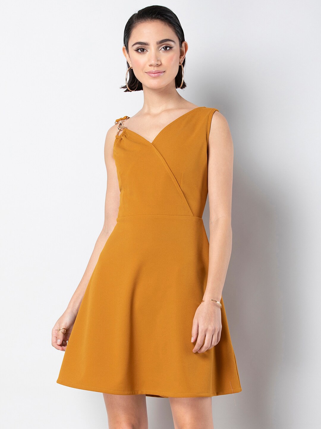 

FabAlley Clasp Shoulder Dress, Yellow