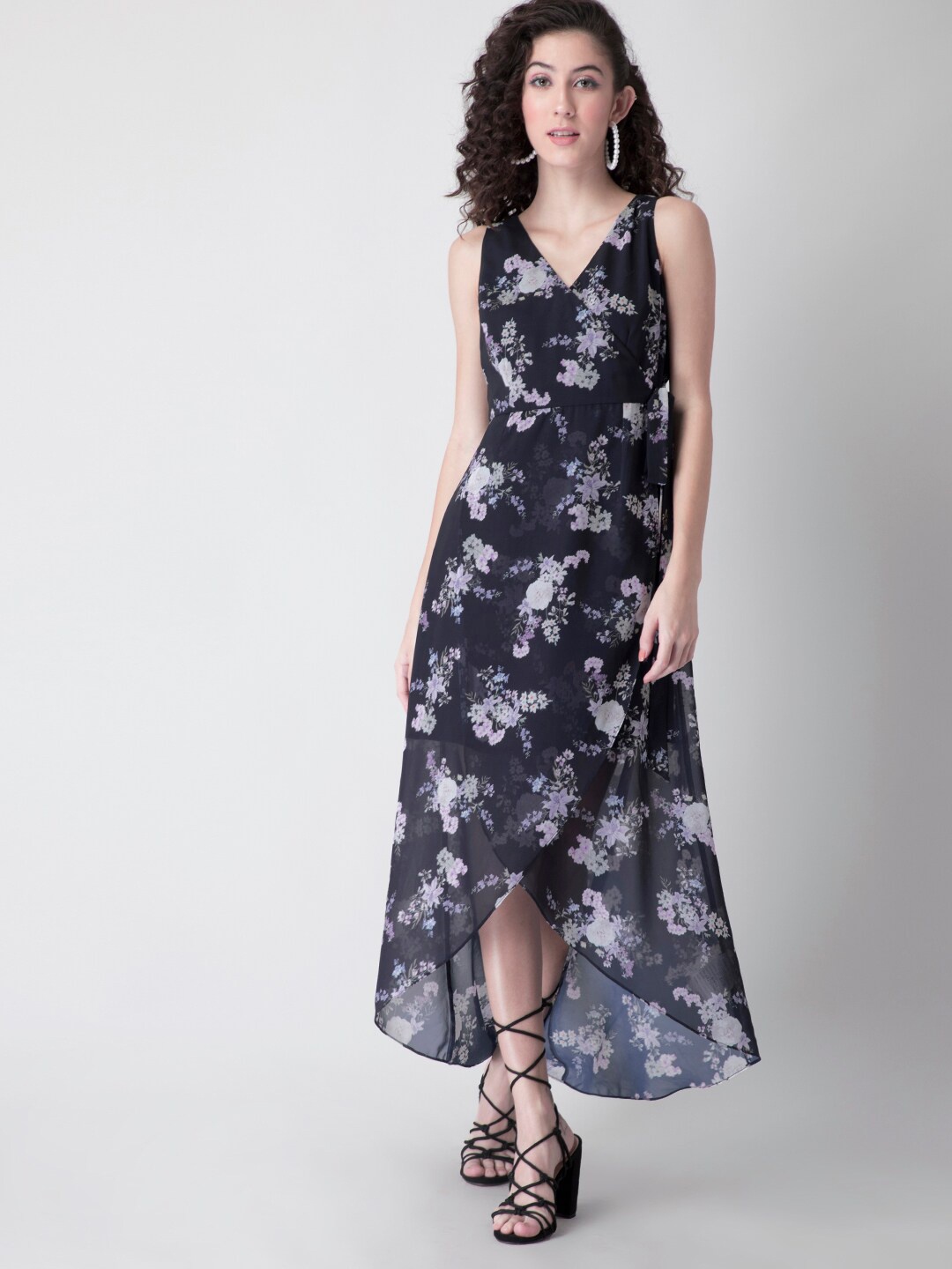 

FabAlley Floral Georgette Maxi Dress, Navy blue