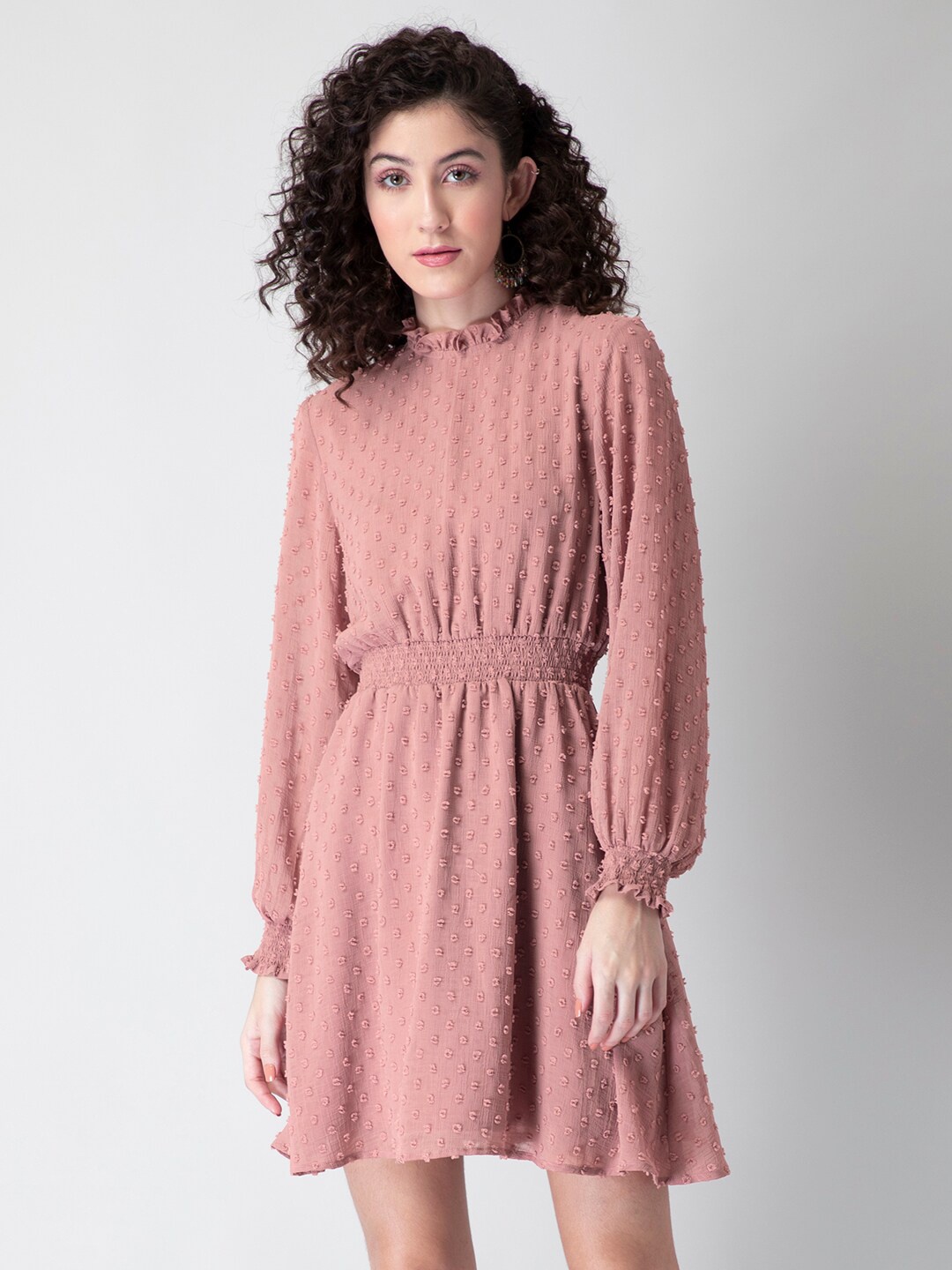 

FabAlley Mock Neck Georgette Dress, Pink
