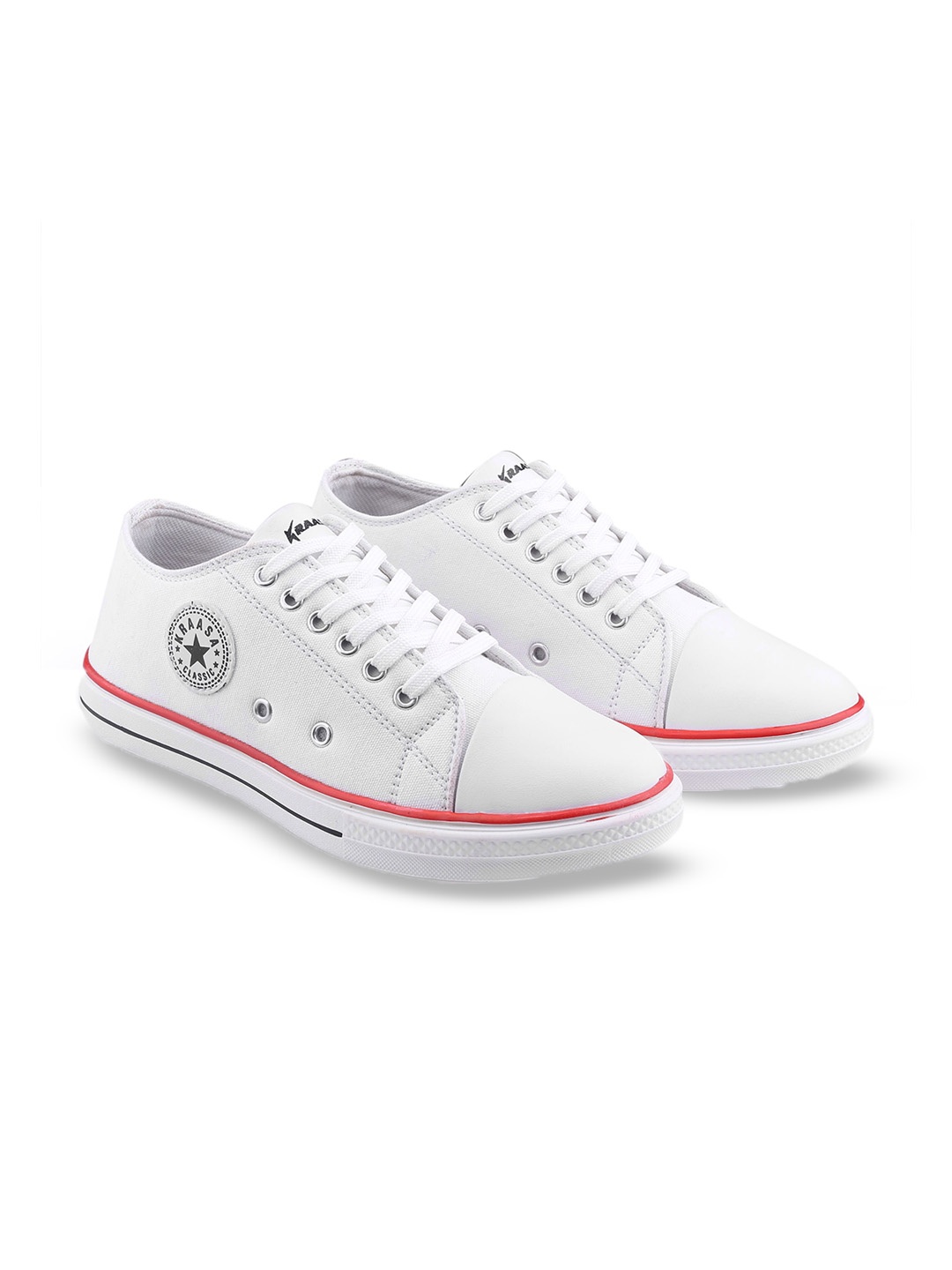 

KRAASA Men Lace-Up Canvas Sneakers, White