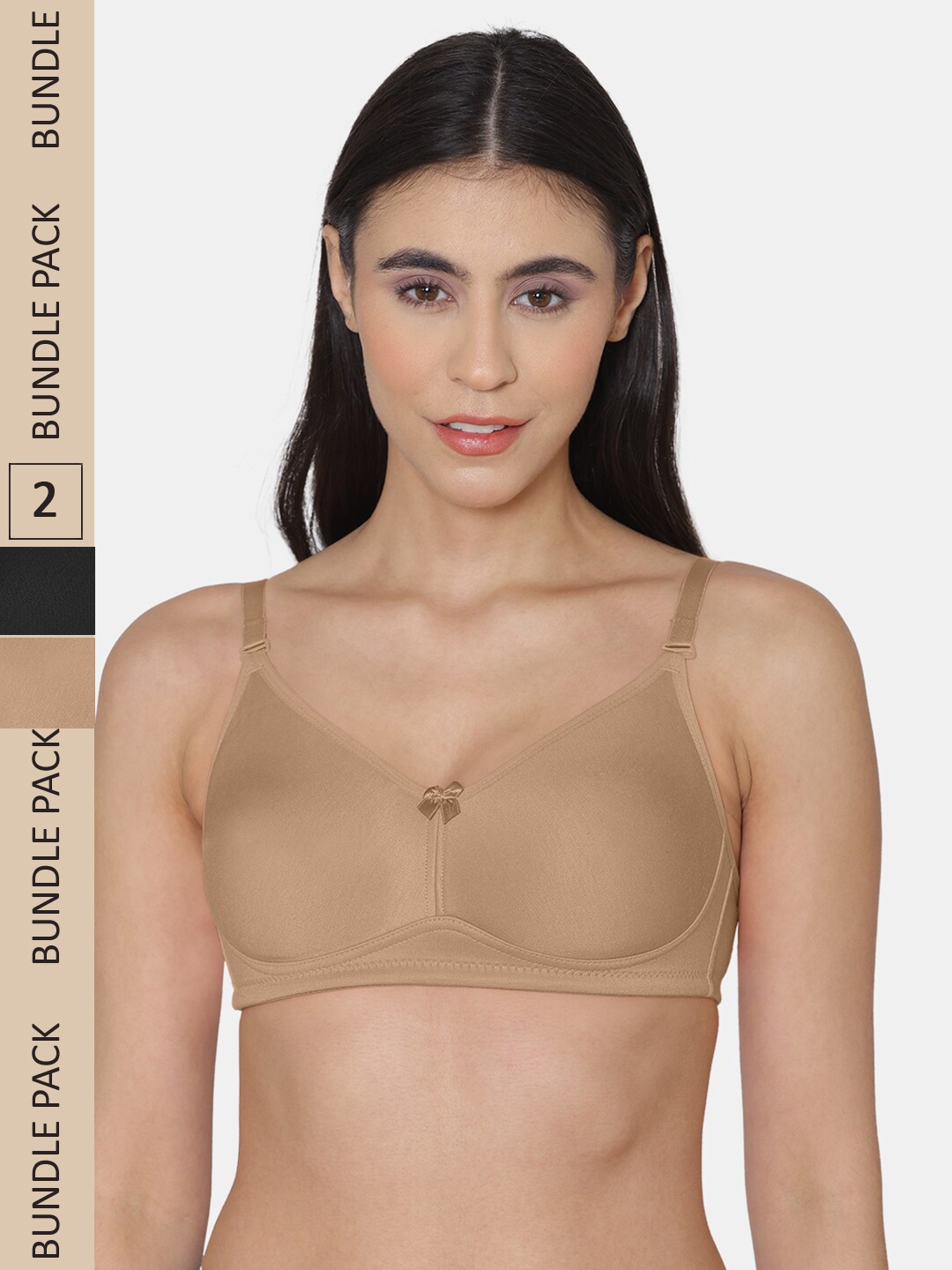 

KOMLI Pack Of 2 Cotton Non Padded Bra, Beige