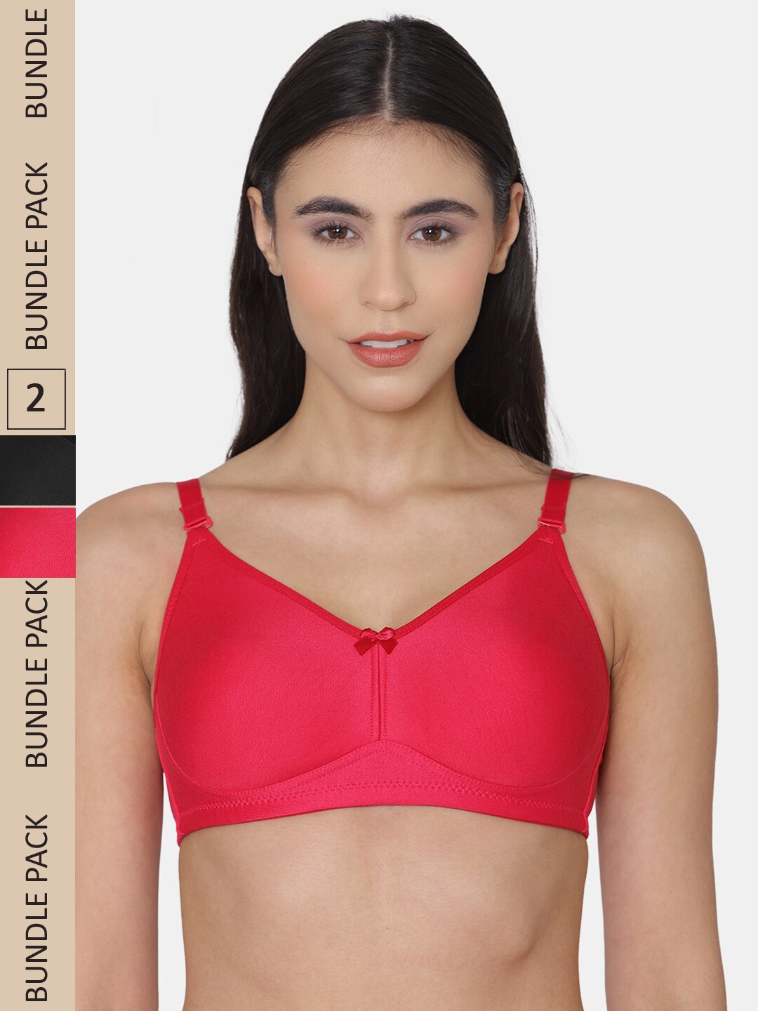 

KOMLI Pack Of 2 Cotton Non Padded Bra, Pink