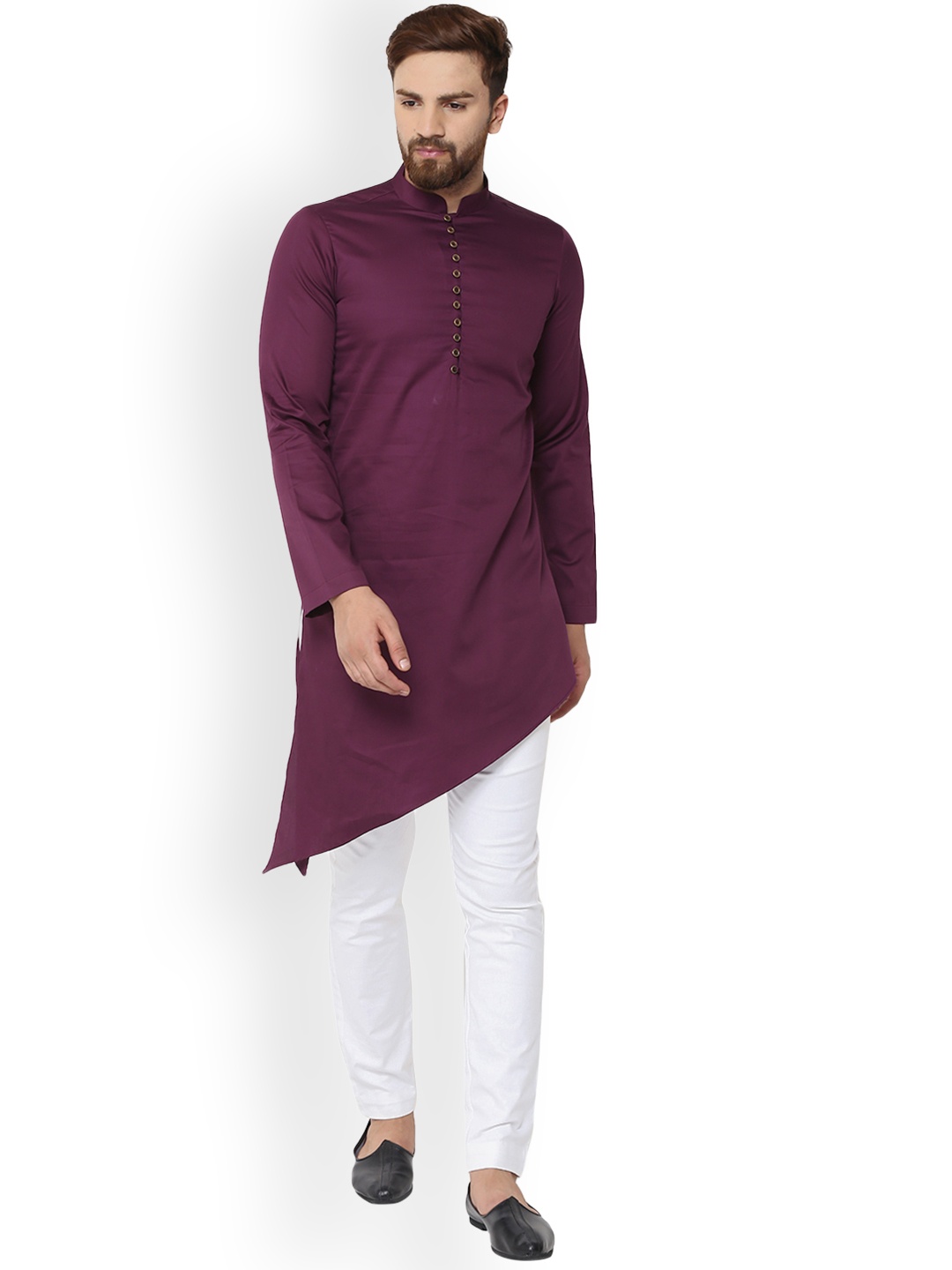 

See Designs Men Burgundy Solid Straight Kurta