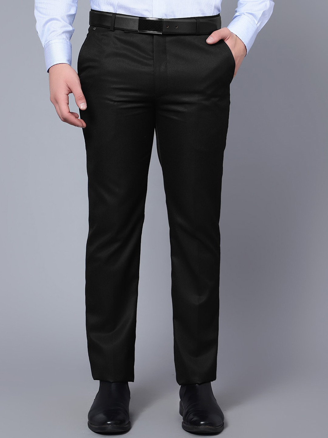 

Cantabil Men Mid Rise Formal Trousers, Black