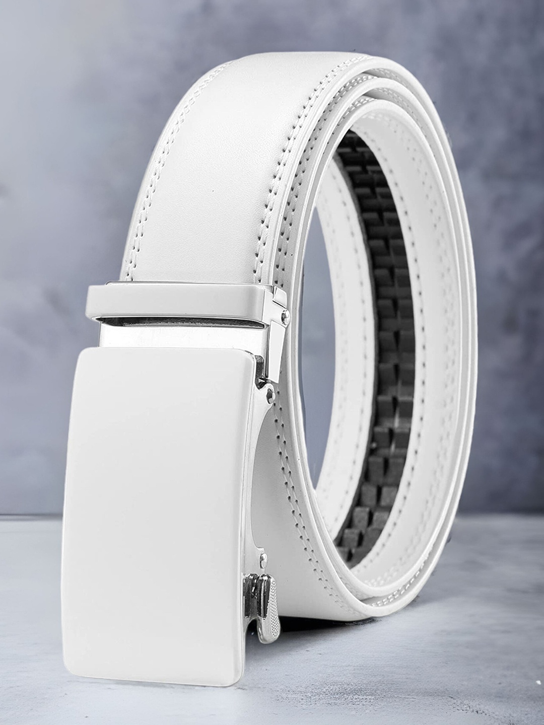 

ZORO Men Textured Wide Belt, White